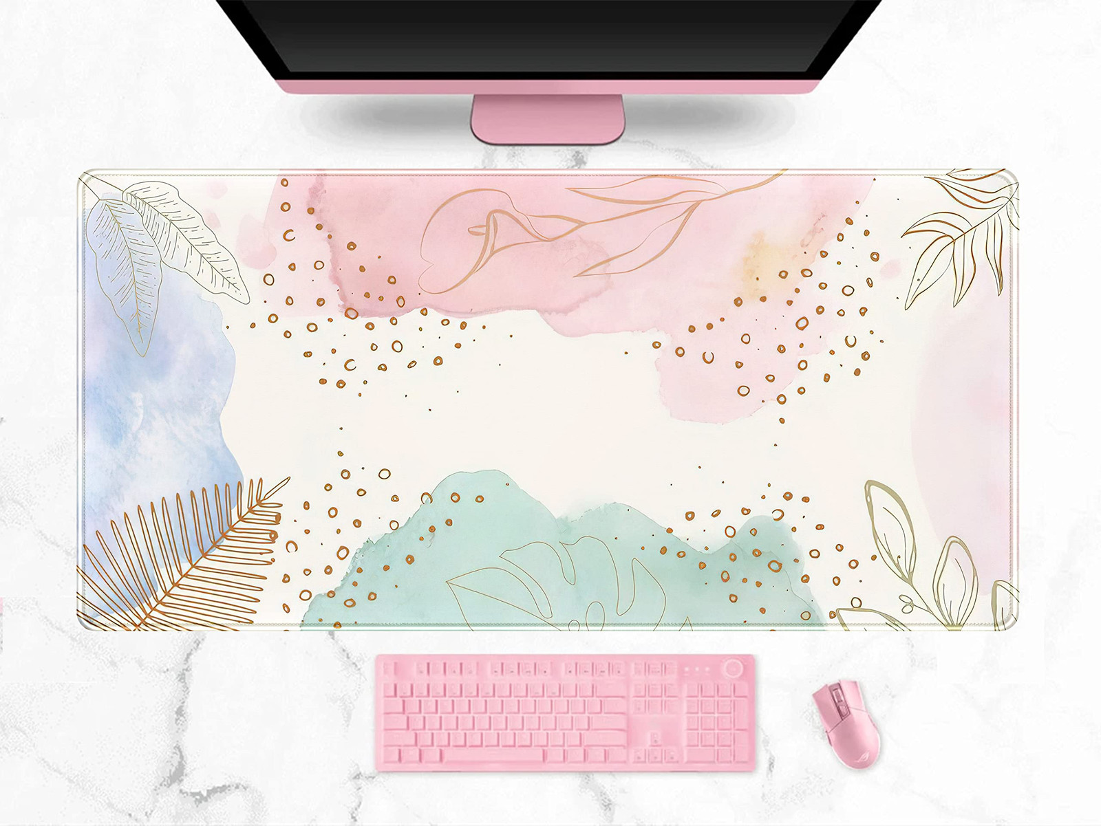 Boho Pastel Painting Mouse Pads, Abstract Mousepad XXL,Extended Mouse Pad for...