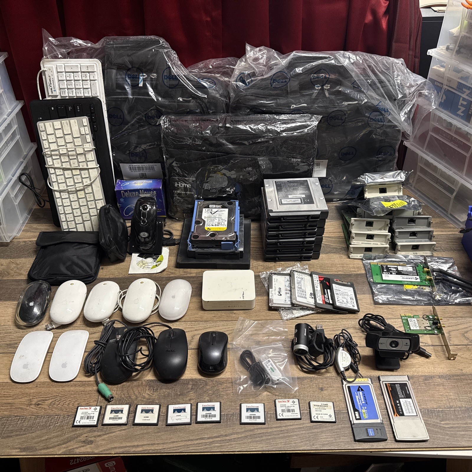 Bulk Lot Of Computer Accessories - Apple, Dell, Logitech - Drives, Mice, Cameras