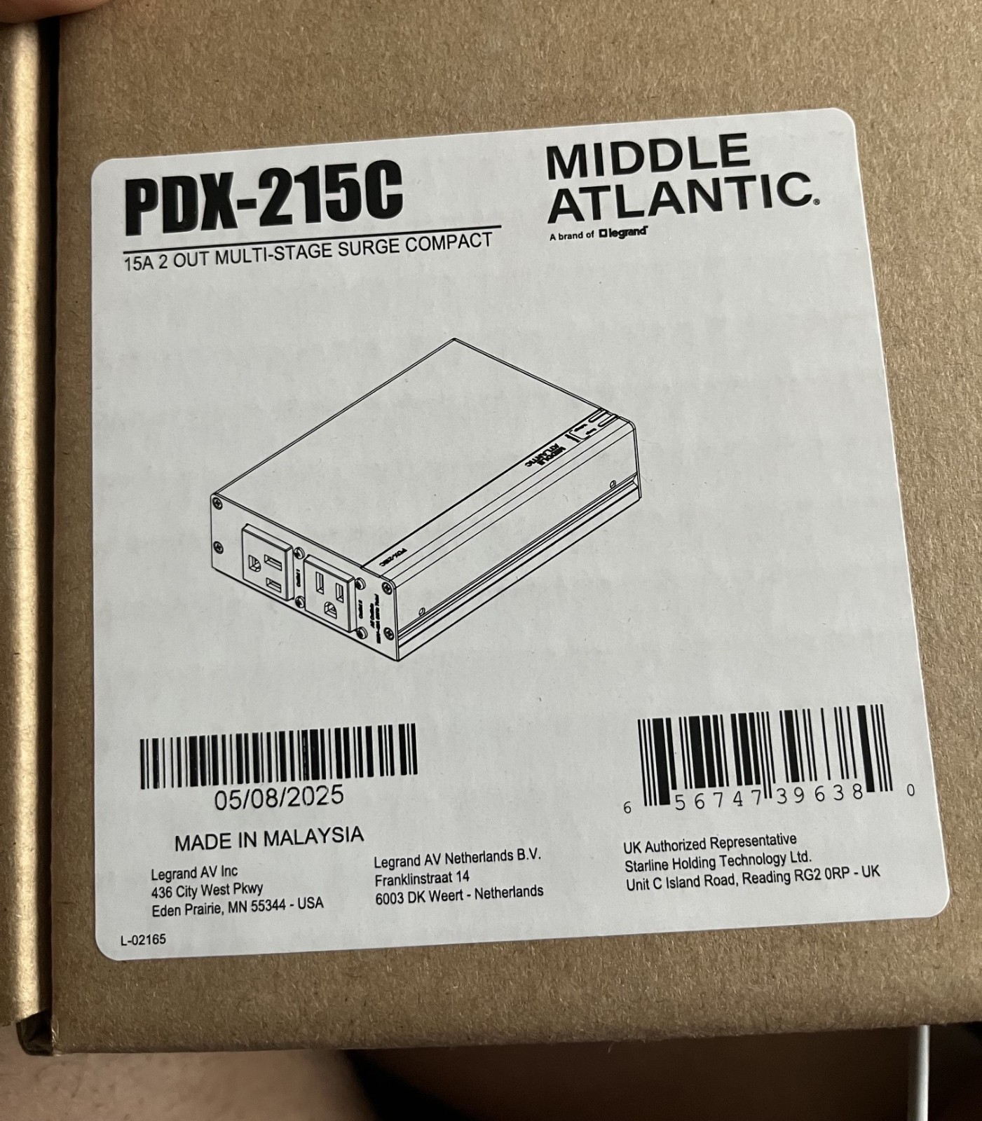 MIDDLE ATLANTIC 15A 2 OUT Multi-Stage Surge Compact PDX-215C - NEW