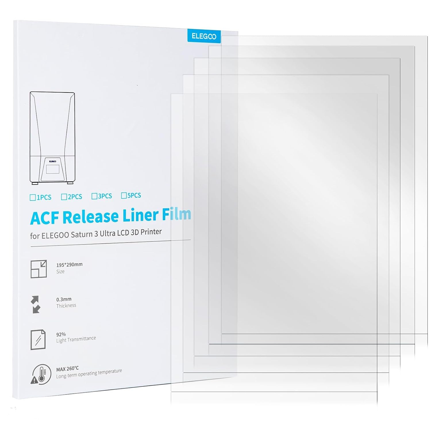 5PCS ACF Release Liner Film for Saturn 3 Ultra LCD 3D Printer