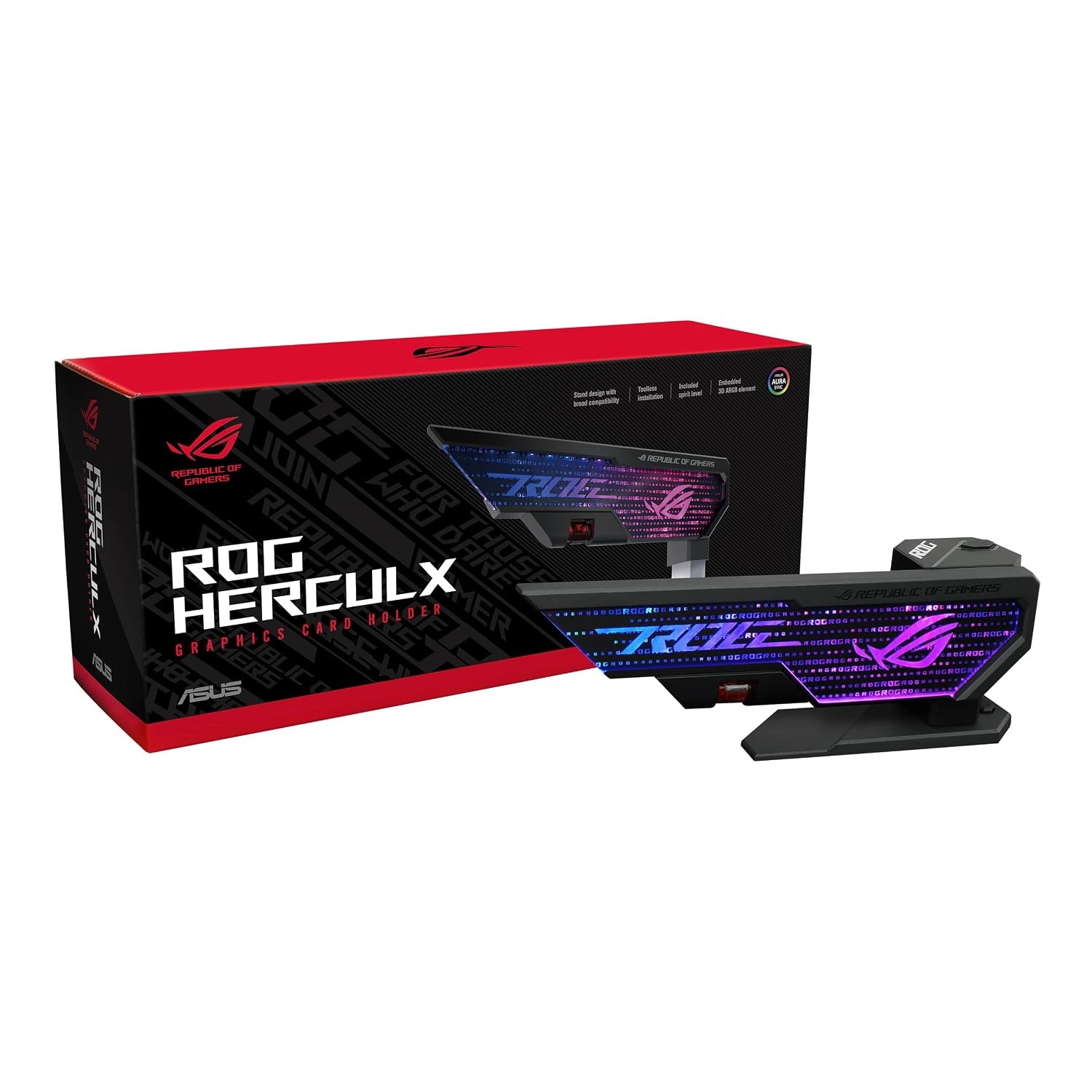ASUS ROG Herculx GPU Anti-Sag Holder, Solid Zinc Alloy Construction, Easy