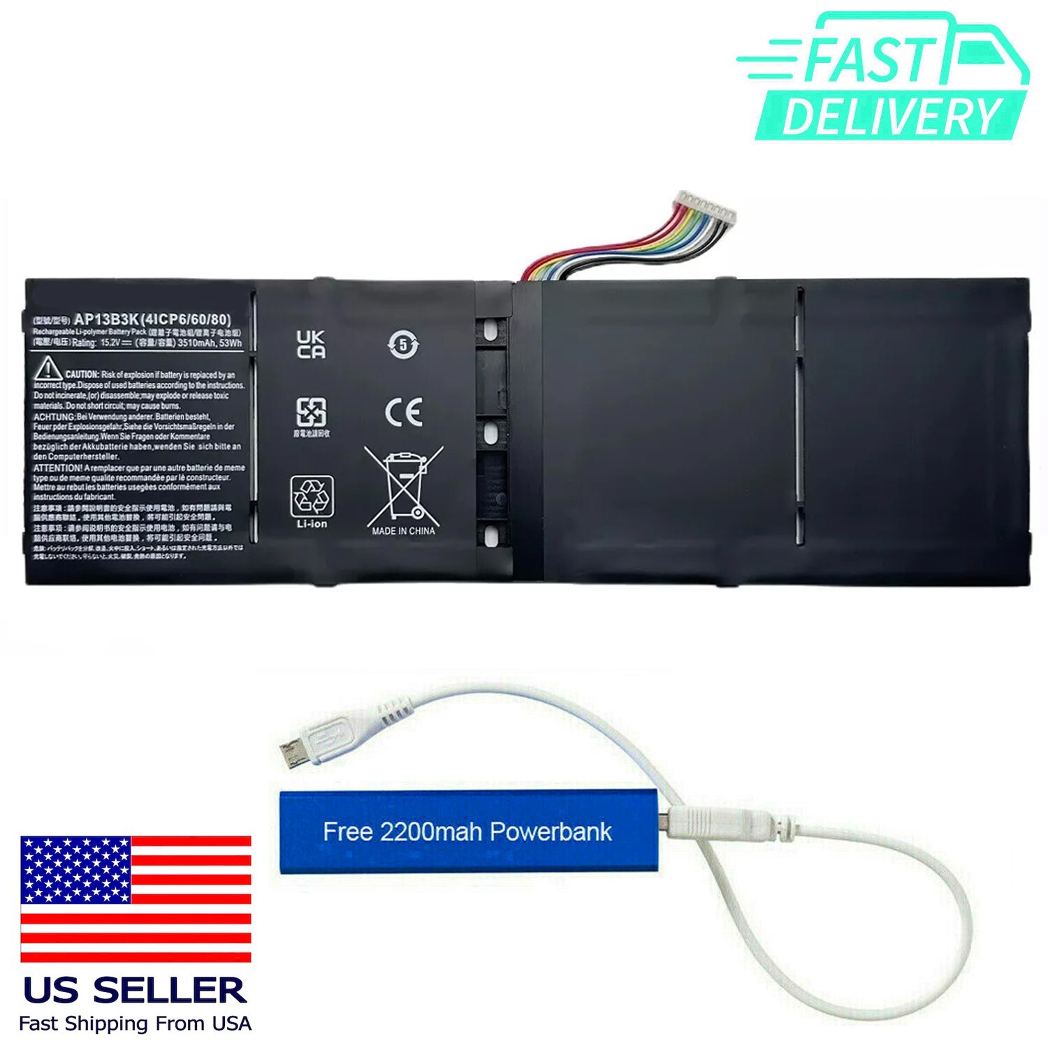 AP13B3K AP13B8K BATT FOR ASPIRE V5-452 V5-552 V5-572 V7-481 53WH KT.00403.015