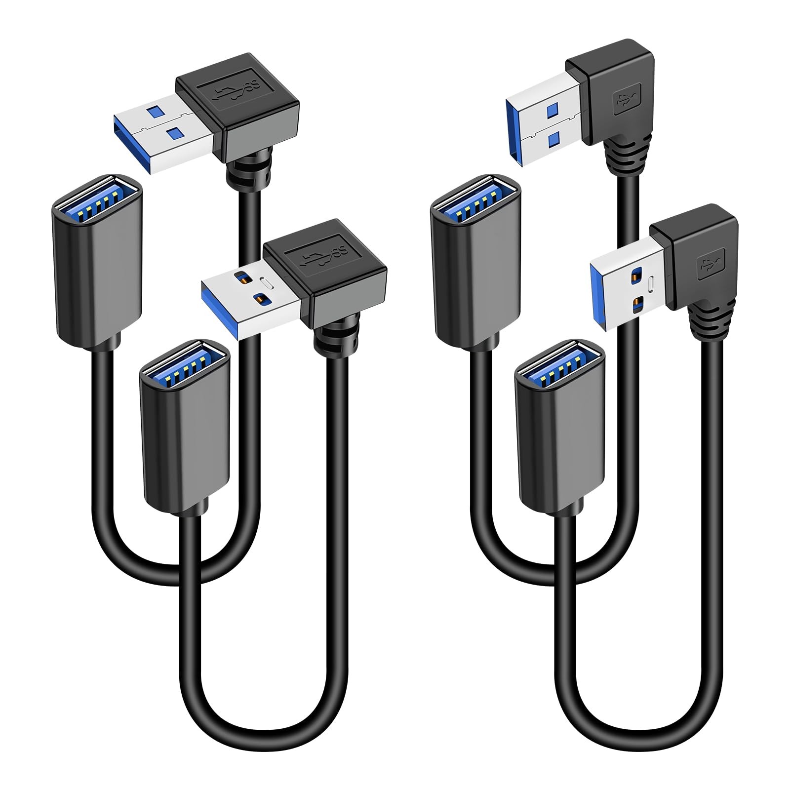 UCEC 4PCS 90 Degree USB 3.0 Black-Up & Down, Left & Right Angle Update
