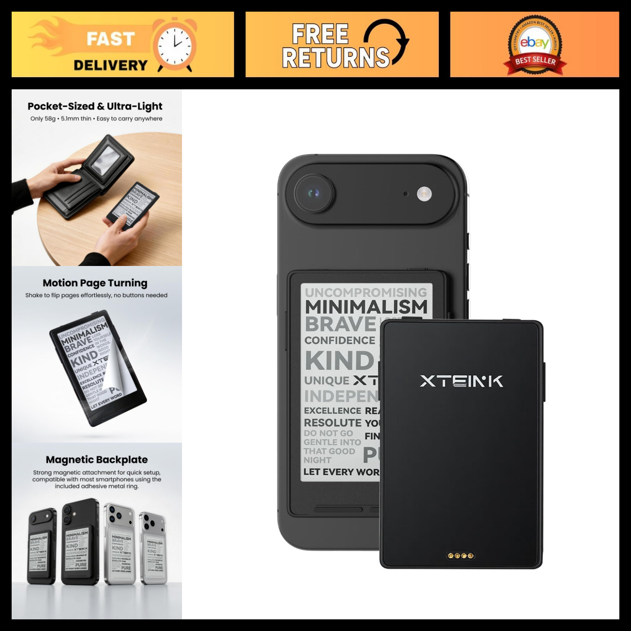 3.7" Pocket E-Ink eBook Reader - Lightweight, Portable, Ideal for Reading on the