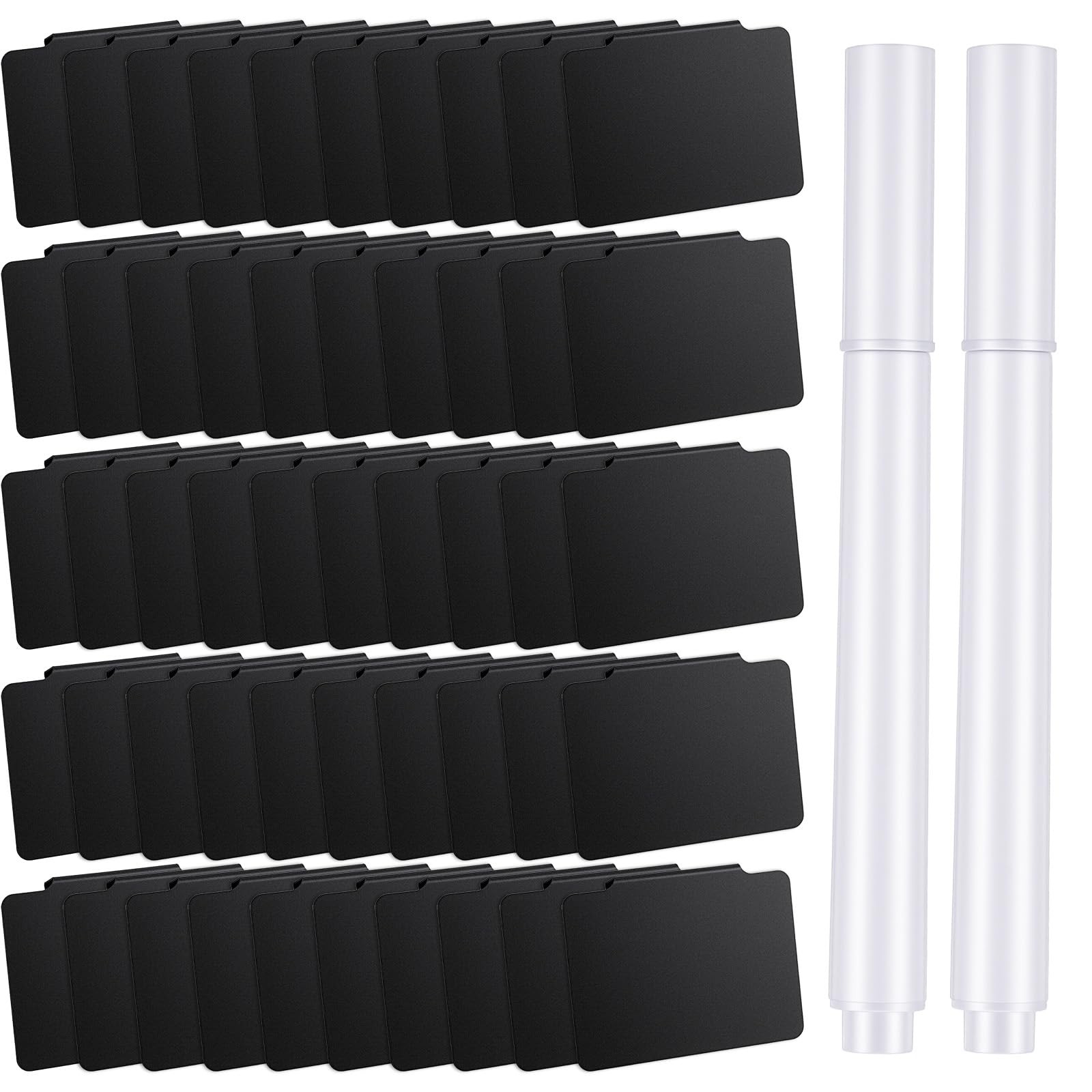 52PCS Basket Labels Clip On Set, 50 Removable PVC Bin Label Holders with 2 Ch...