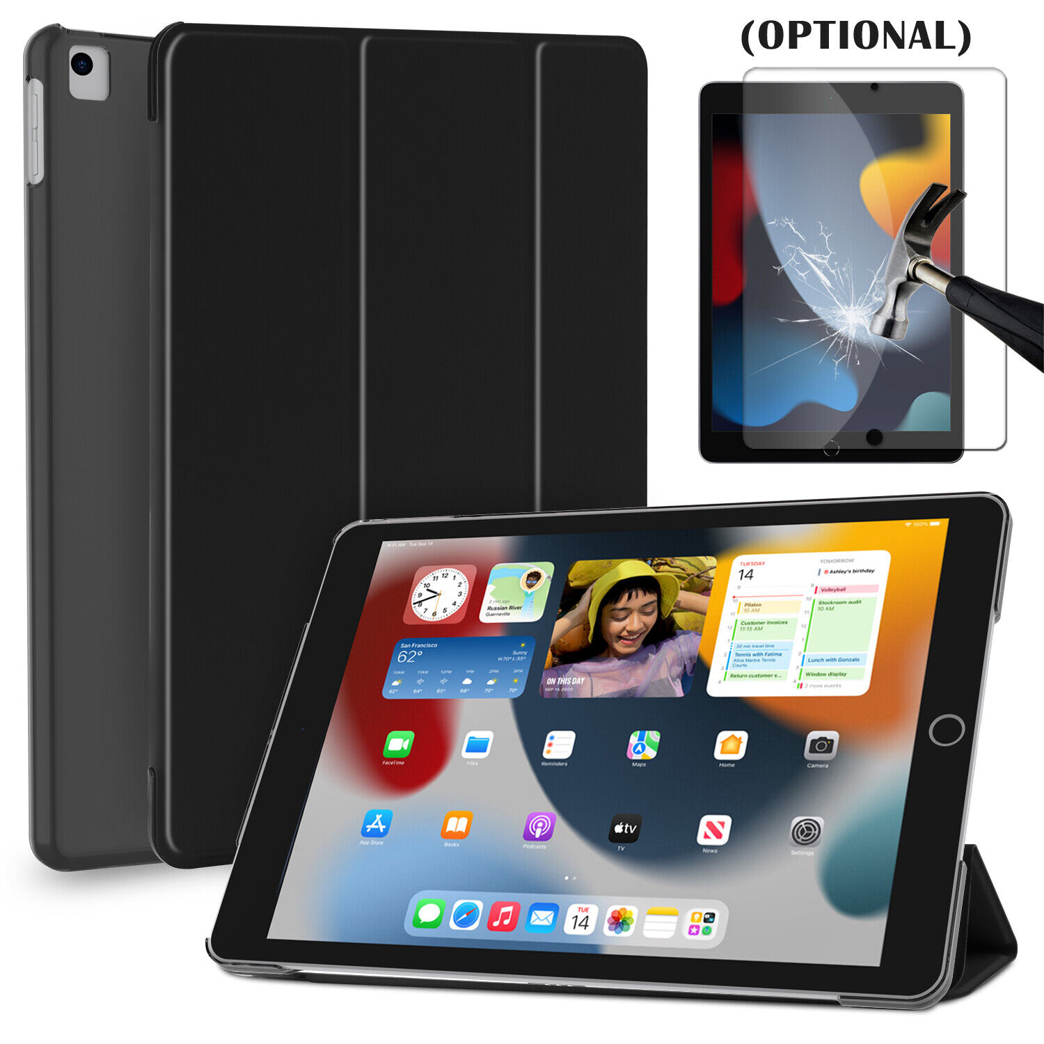 For Apple iPad 7th/8th/9th Generation 10.2-inch Leather Case / Screen Protector