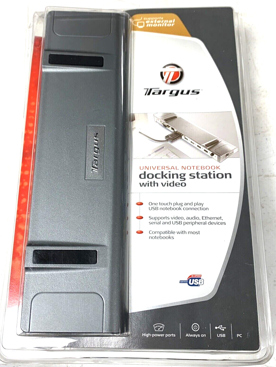 TARGUS ACP50US USB UNIVERSAL NOTEBOOK DOCKING STATION WITH VIDEO & AUDIO - NEW