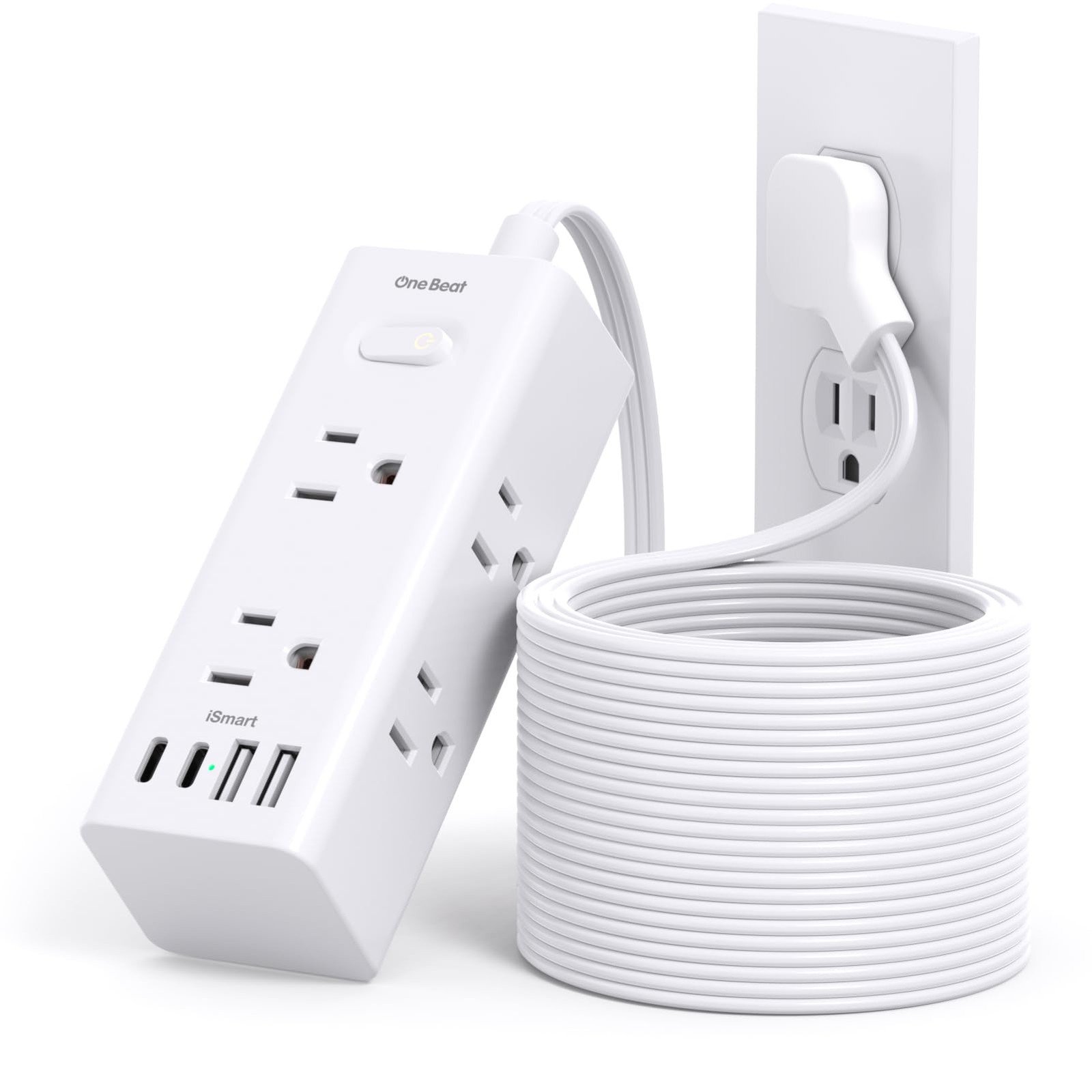 One Beat 20Ft Extension Cord with Multiple Outlets, Flat Plug Power Strip