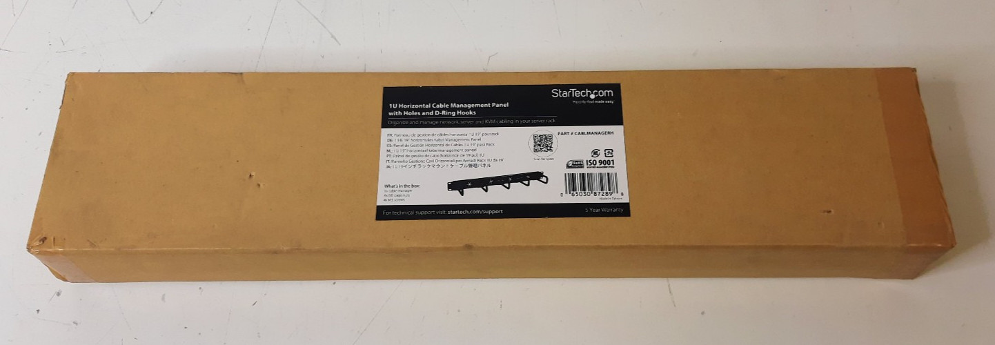 StarTech 1U Horizontal Cable Management Panel w/Holes+DRing Hooks (CABLMANAGERH)