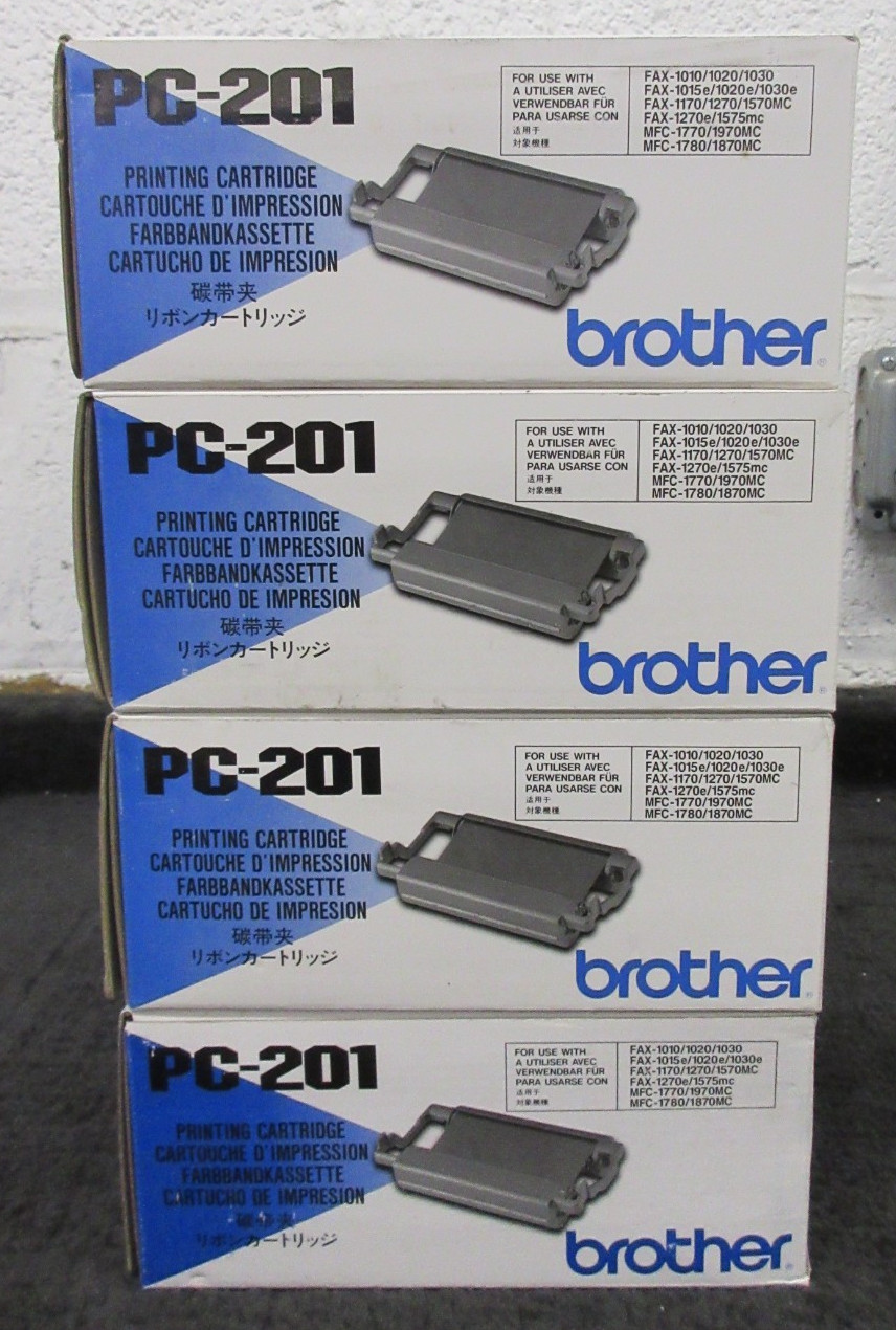 Lot Of 4 Brother PC-201 Black Printing Cartridges