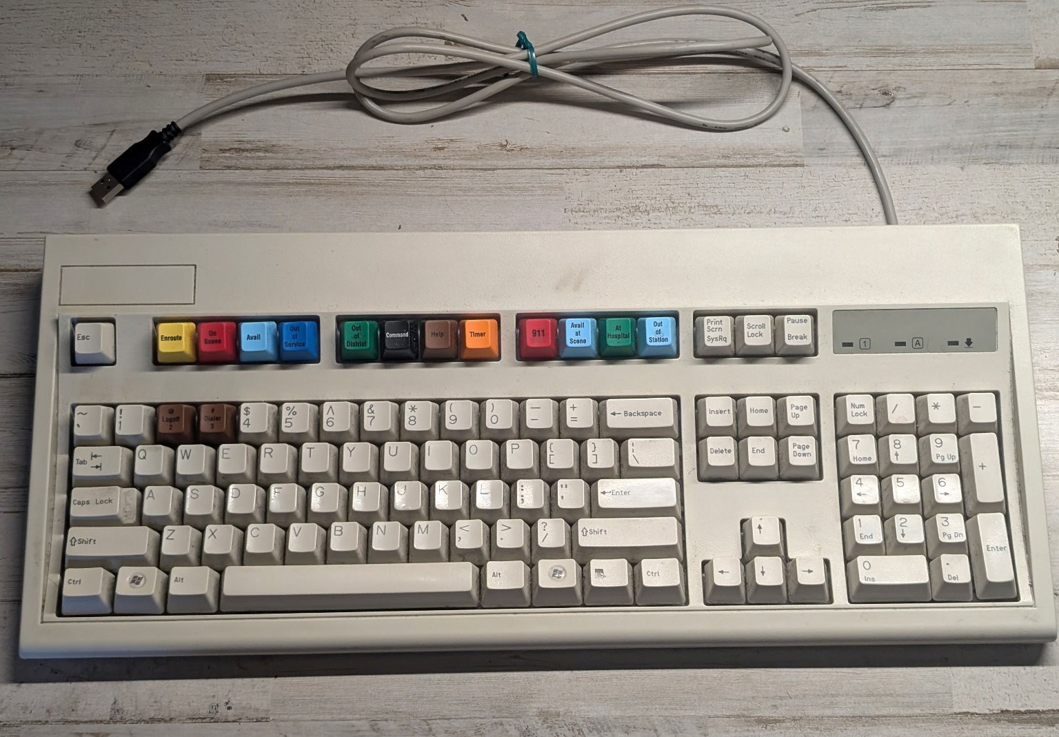 Key Tronic E03600U1 USB Keyboard Dispatch Emergency 911 Color Key Caps Beige