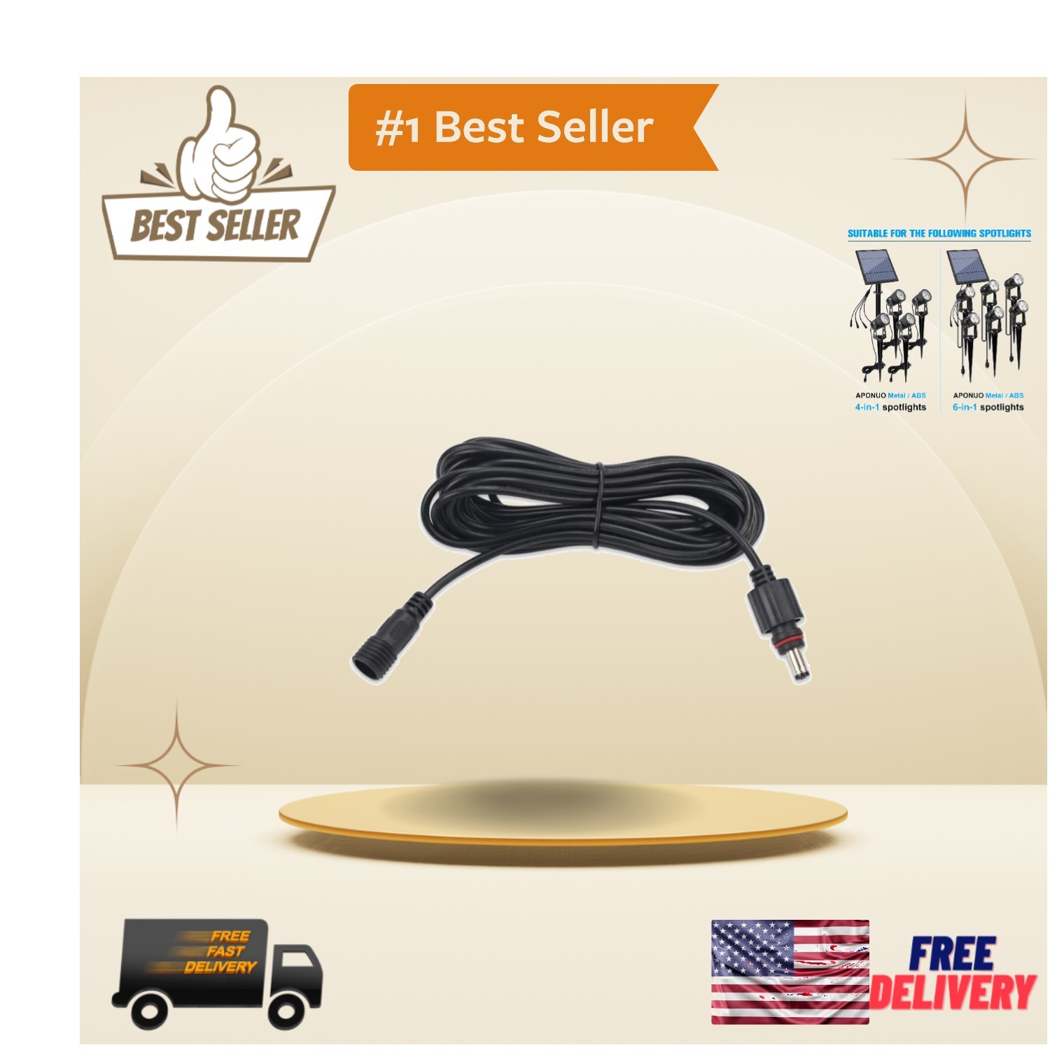 16.4FT Solar Light Extension Cord – Weatherproof, Easy to Install, Durable
