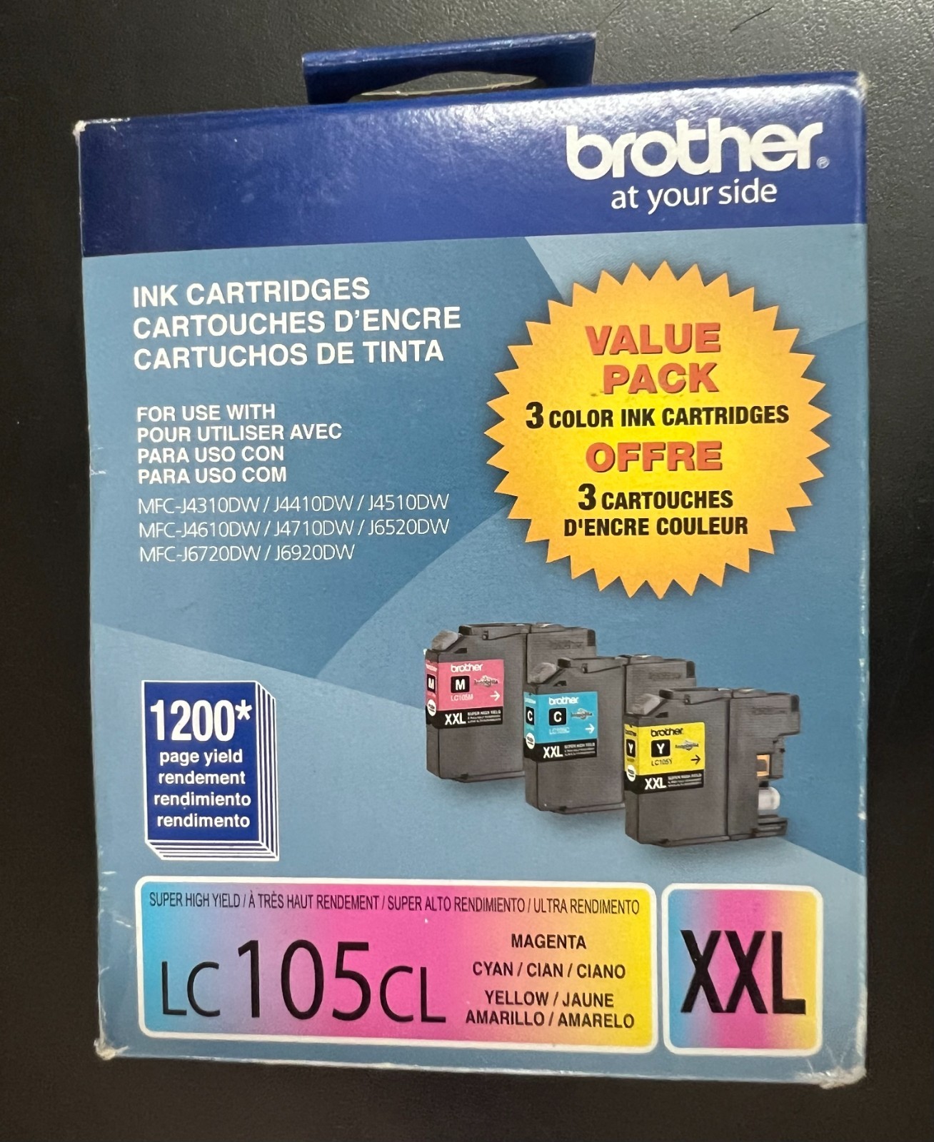 Brother LC 105CL XXL Color (Cyan Magenta Yellow) Ink Cartridge Set 4386/OB