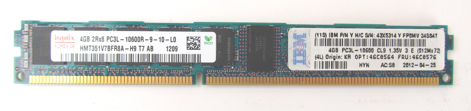 IBM 46C0564 4GB 2X8 1.35V Pc3L-10600 1333 Rdimm