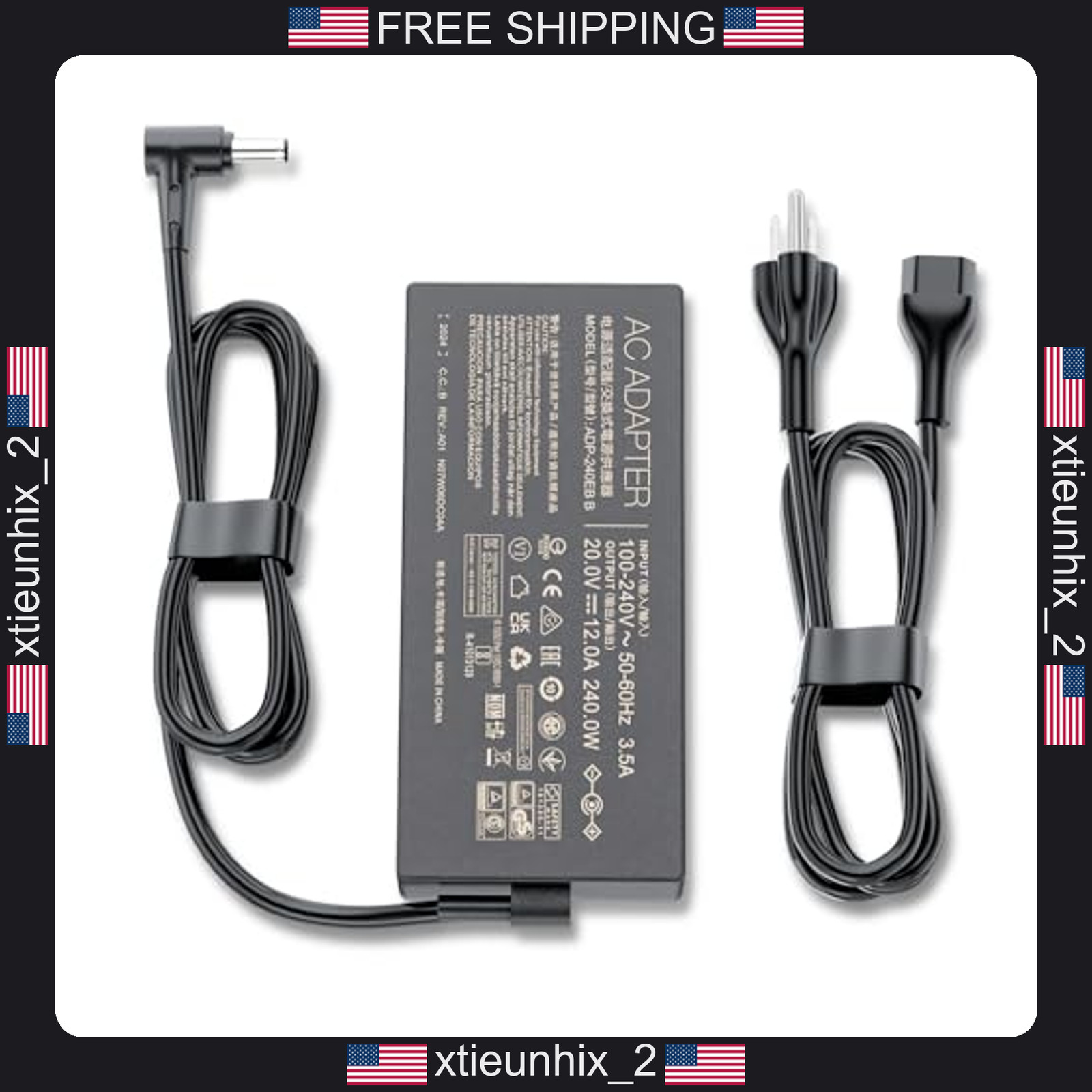Asus Laptop Charger 240W ADP-240EB B for ROG Zephyrus, TUF, ProArt, Vivobook