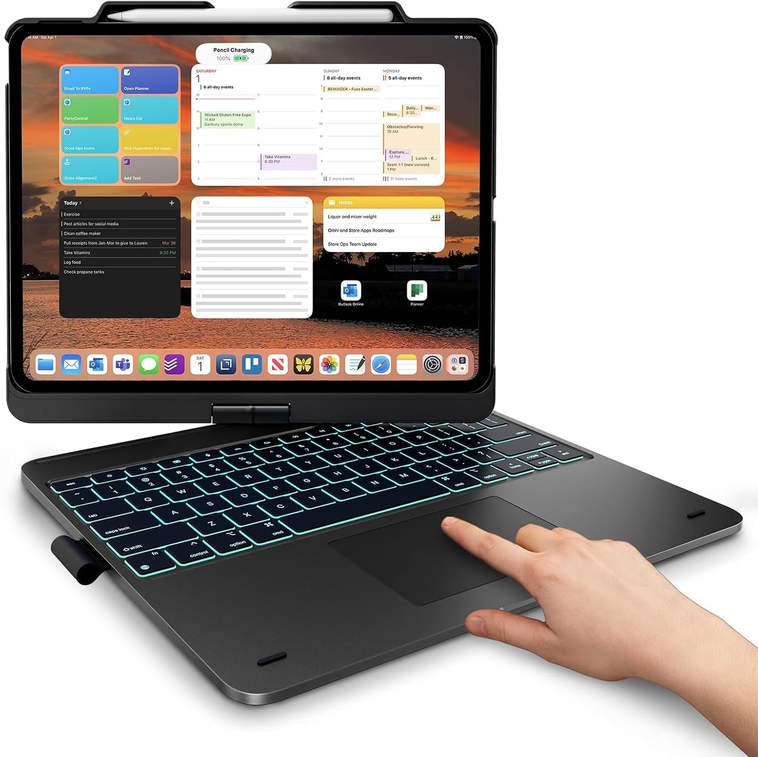 New - typecase Touch Keyboard Case iPad Air 13" (M4/M3/M2), 360° Rotate(Ebony)