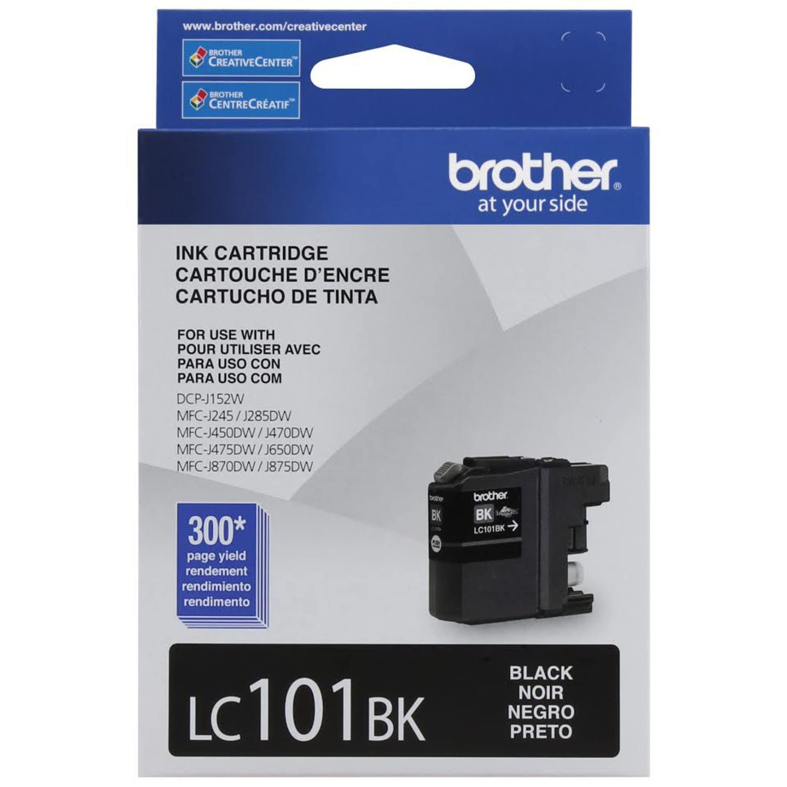 Brother Genuine Standard Yield Black Ink Cartridge, LC101BK, Replacement Blac...