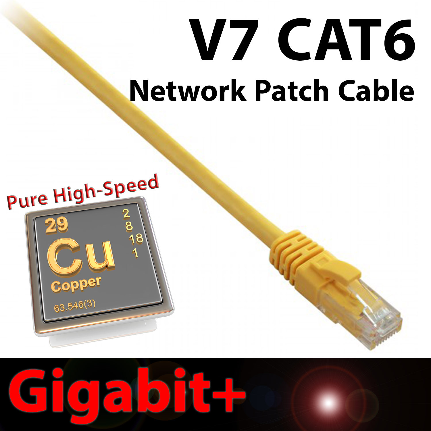 V7 14ft Yellow CAT6 Network Cable Ethernet Patch Gigabit+ Snagless Design RJ45
