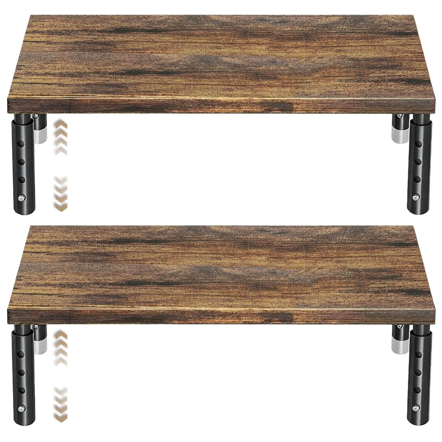 Elegant Brown Wood Monitor Riser – 4 Adjustable Heights for Desk Organization