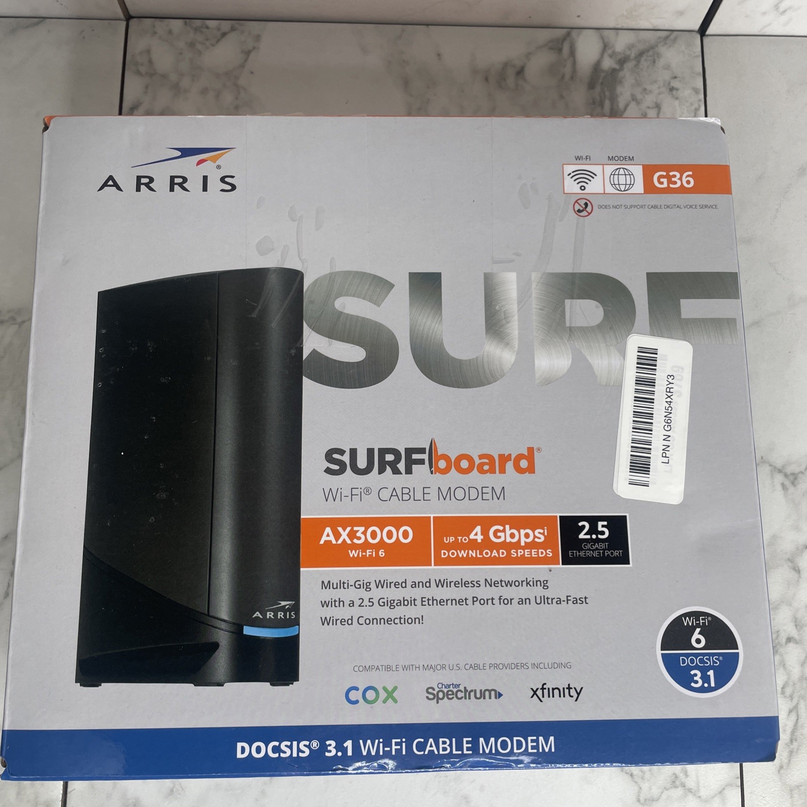 ARRIS G36 SURFboard DOCSIS 3.1 Multi-Gig Cable Modem & Wi-Fi 6 Router Combo A3