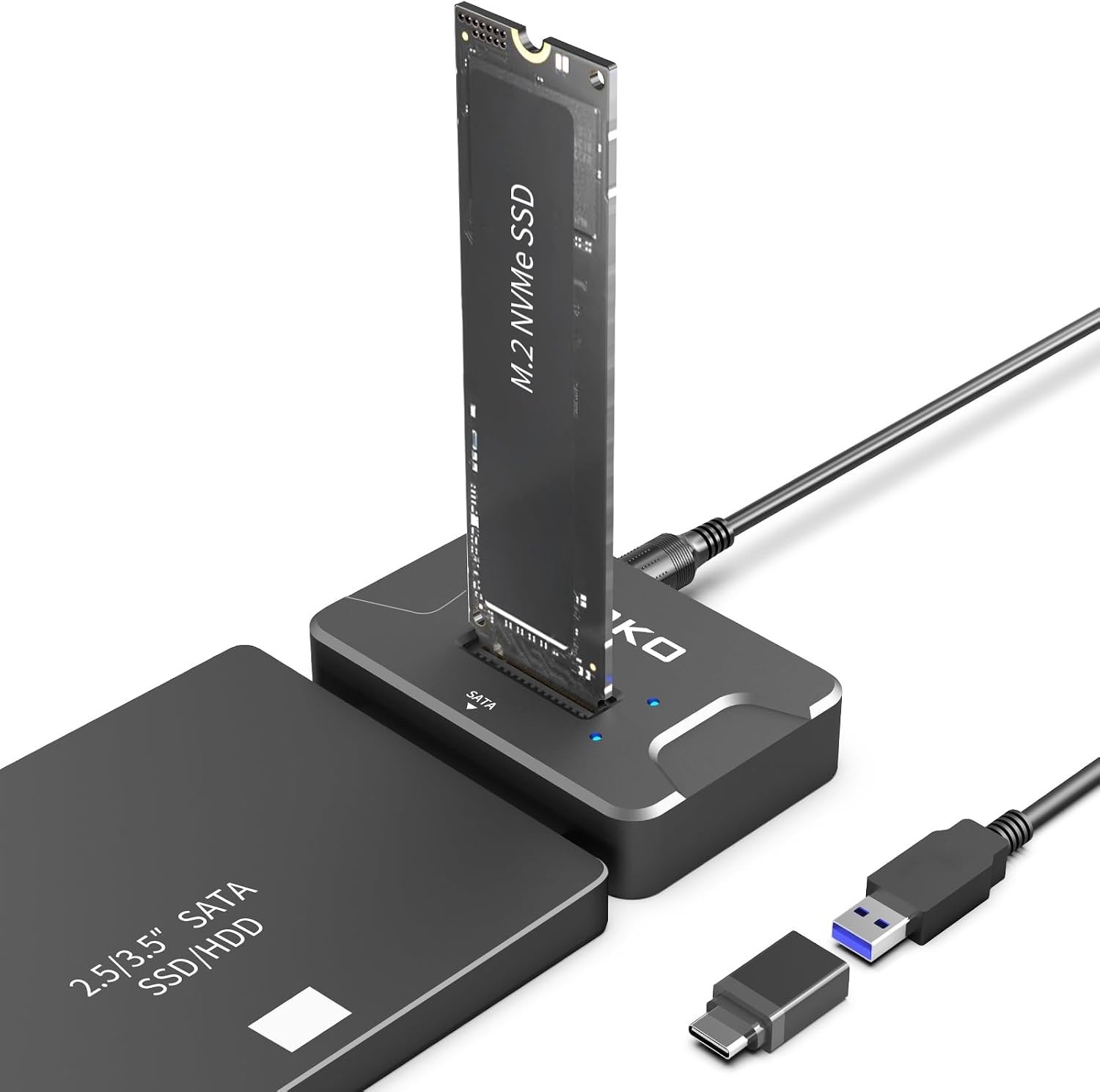 DualBay M.2 NVMe To USB Adapter SSD Reader 10Gbps 2.5/3.5 Inch SATA HDD Dock