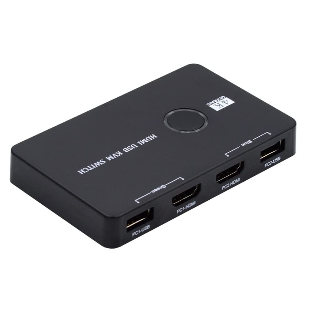 KVM USB 2.0 & HDMI 4K Switch Selector Dual PCs Sharing Monitor HDTV USB Port ...
