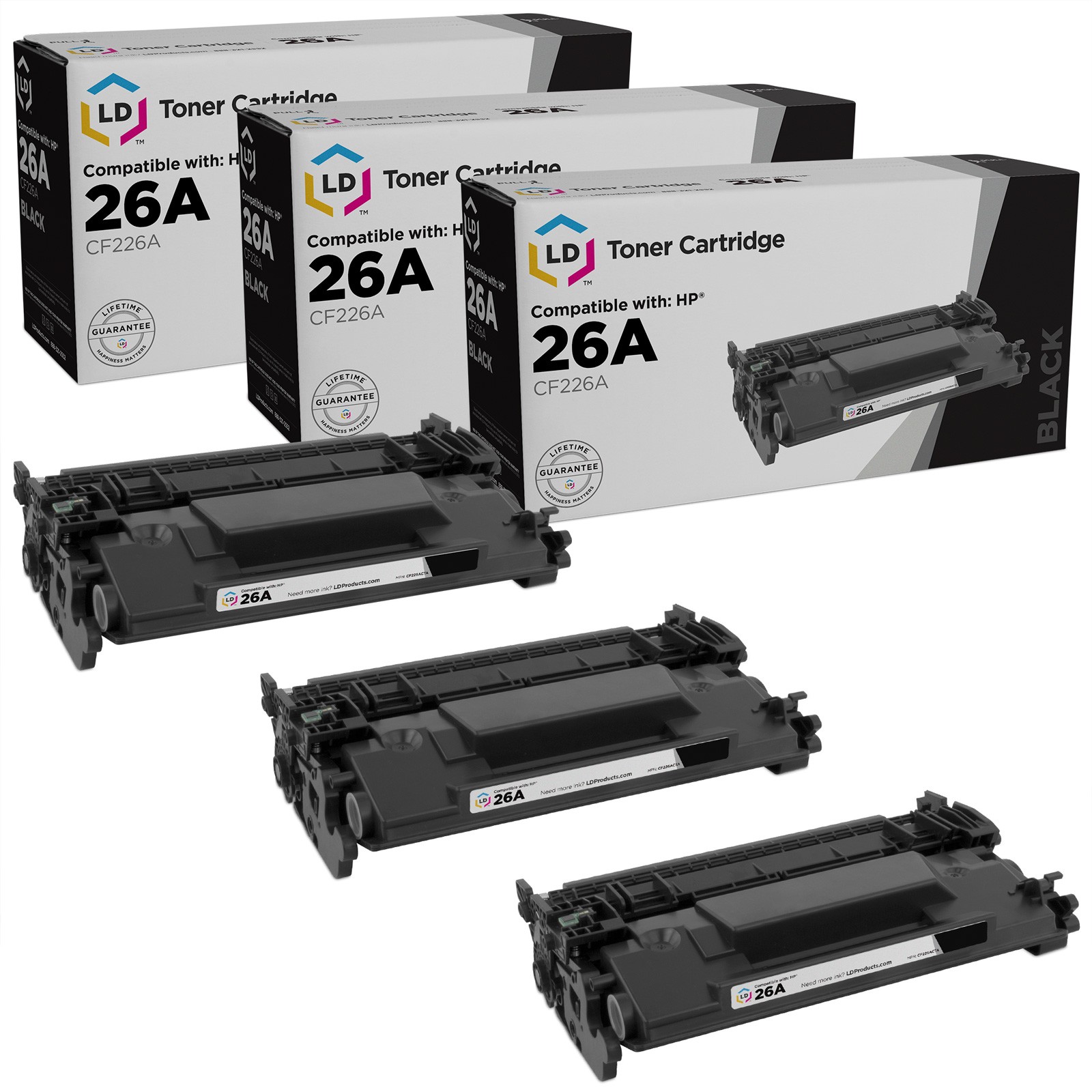 LD 3PK Replacement HP 26A CF226A Black Toner Cartridge LaserJet Pro M402d M426dw