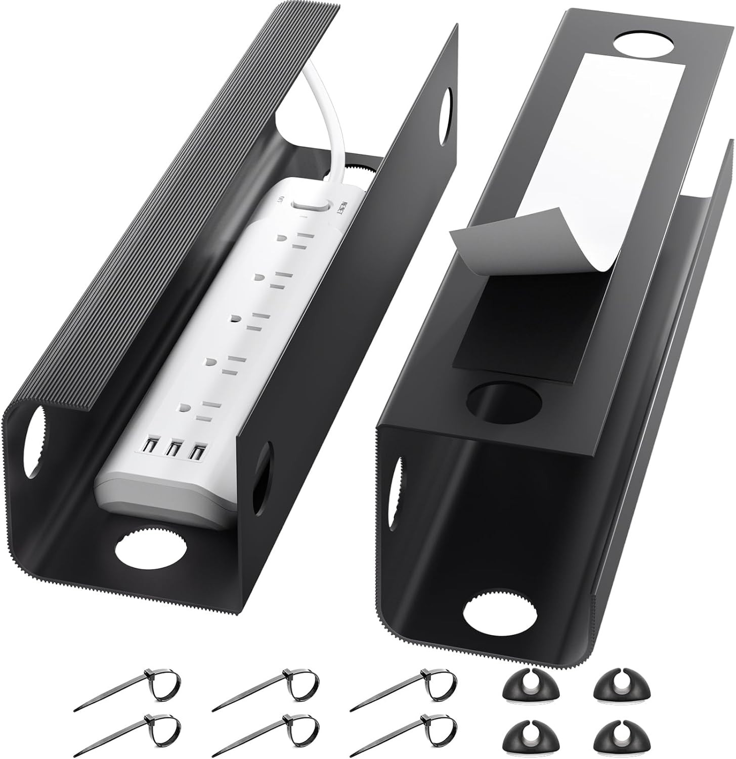 Yecaye 2 Pack Cable Management under Desk, 31.5 in under Desk Cable Management T