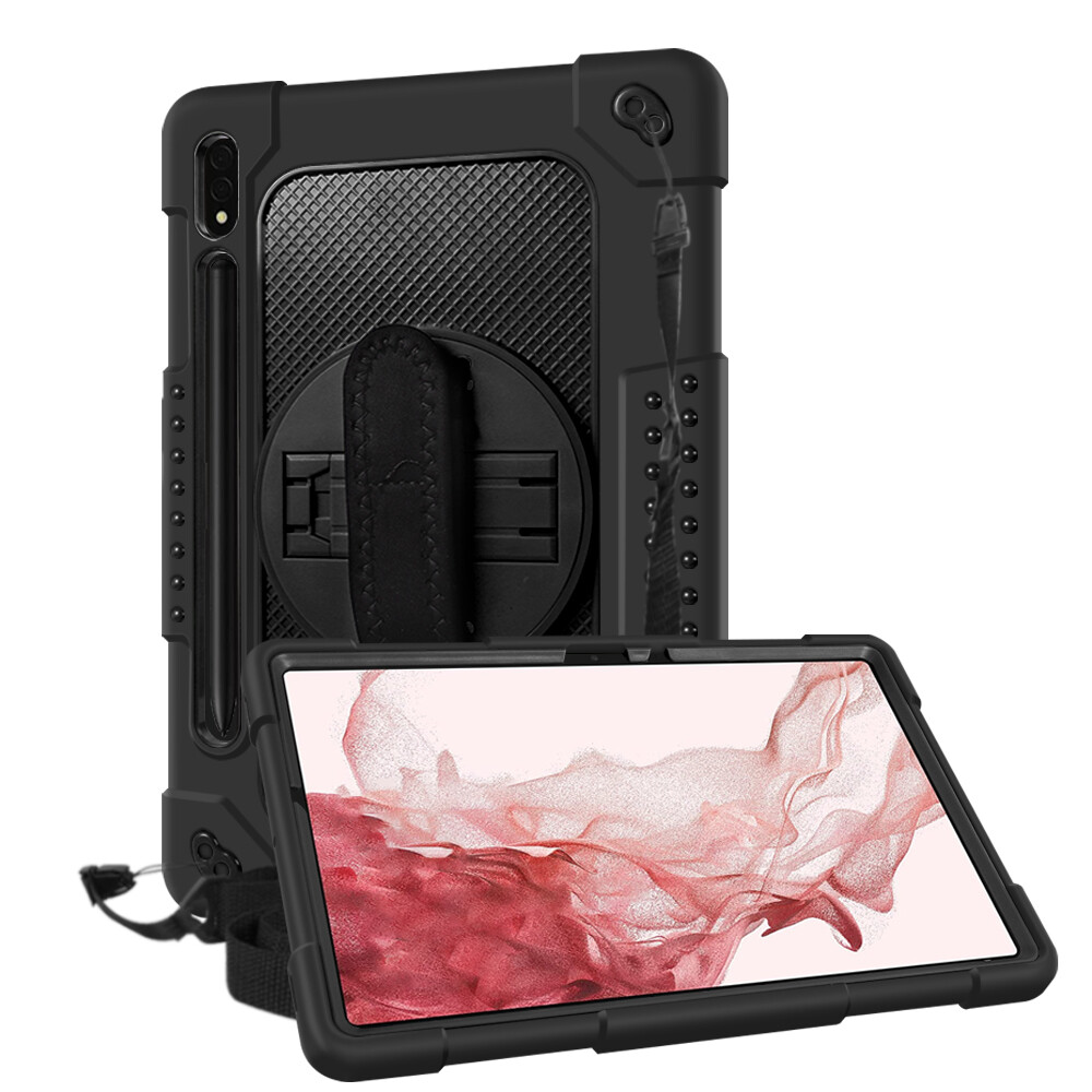 For Samsung Tab S8+/S8/S7+/S7/S7 FE Kids Shockproof Case w/ Hand Strap & Stand