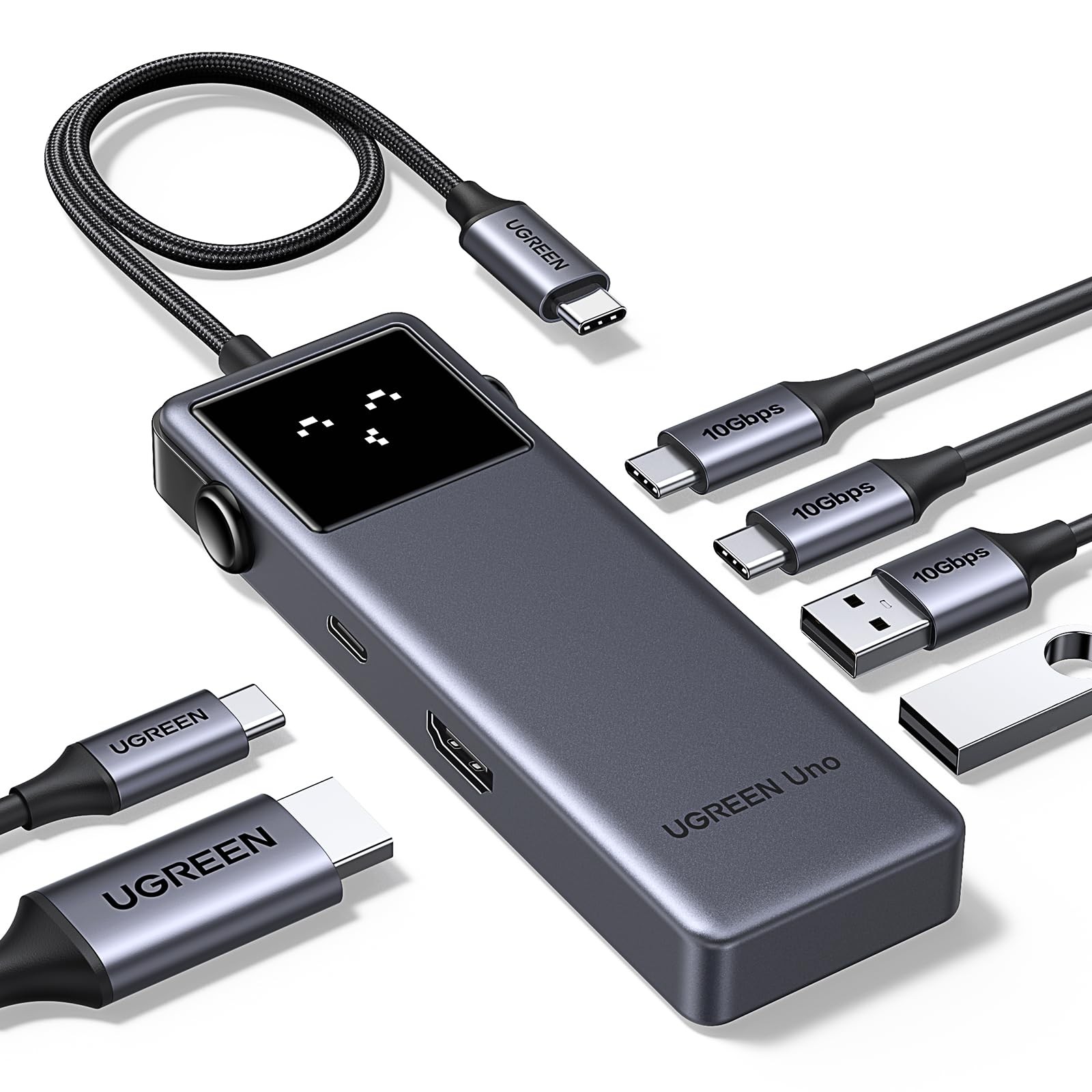 UGREEN Uno 6-in-1 USB-C Hub 10Gbps Data 4K@60Hz HDMI Grey