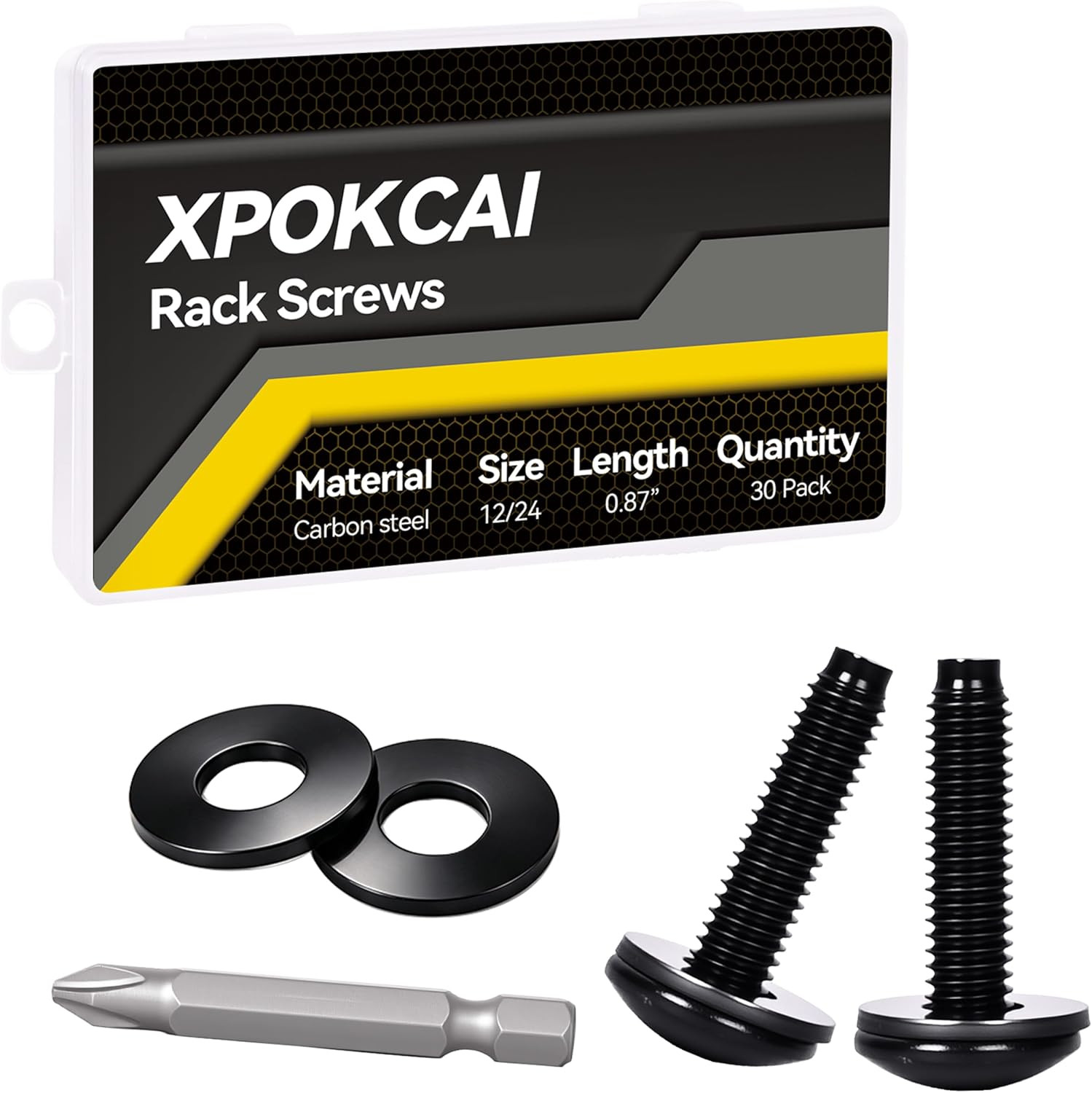30-Pack Rack Screws 10/32 with Nylon Washers for Server Racks、Routers