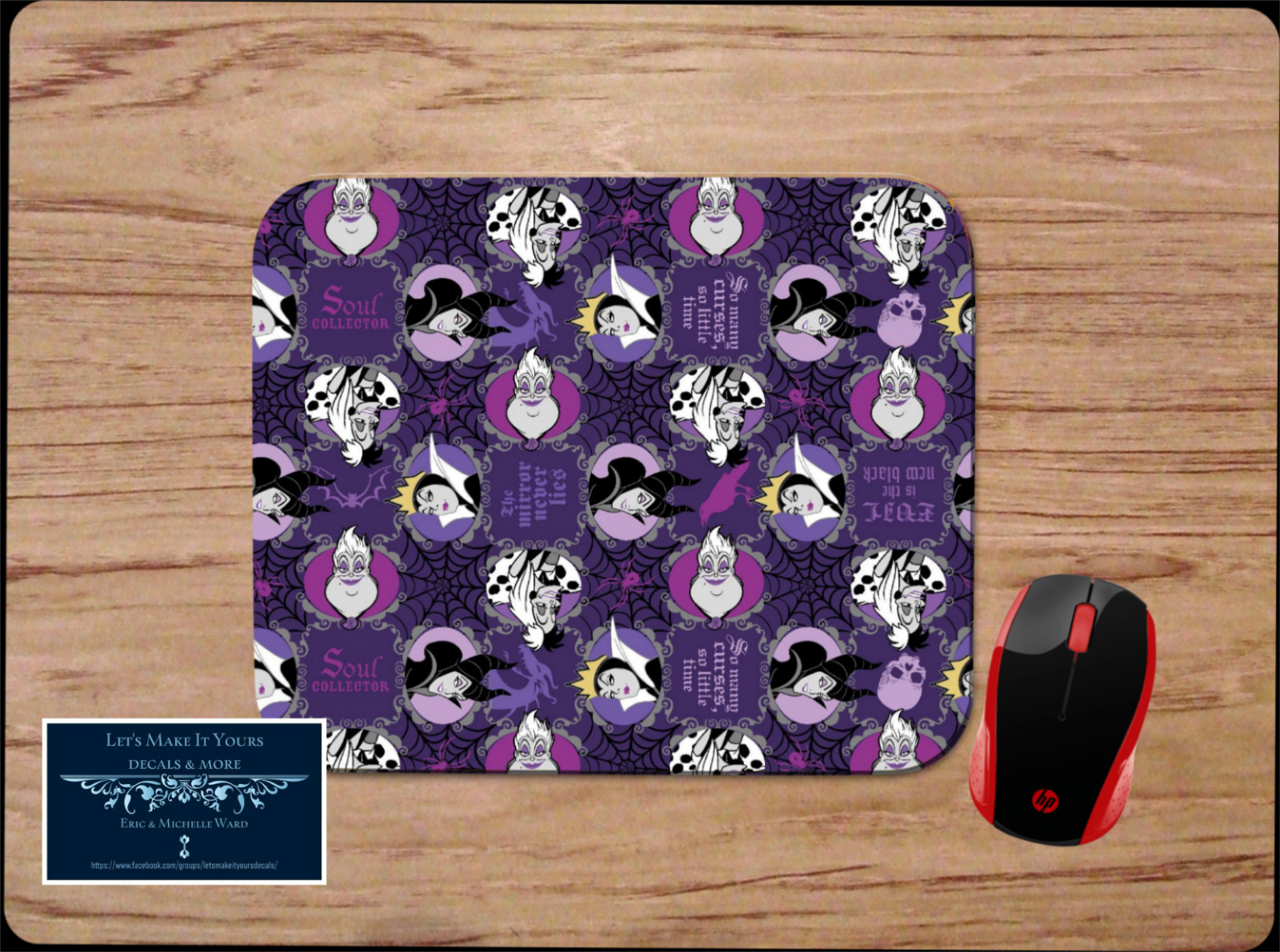 DISNEY VILLAINS INSPIRED PURPLE CUSTOM MOUSE PAD DESK MAT HOME SCHOOL OFFICE PC