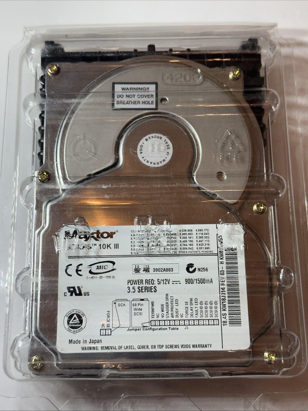 Maxtor Atlas 10K III 18.4GB 10,000 RPM SCSI 68-Pin 3.5" Hard Drive KW18J014