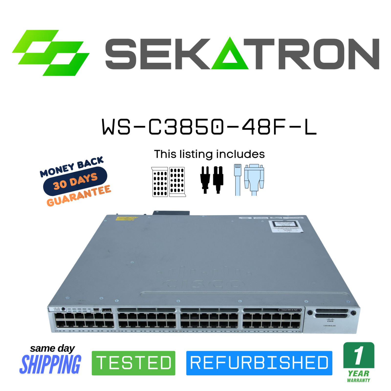 ♻️ Cisco Catalyst WS-C3850-48F-L 48-Port Gigabit Ethernet PoE+ Switch ⚡Fast Ship
