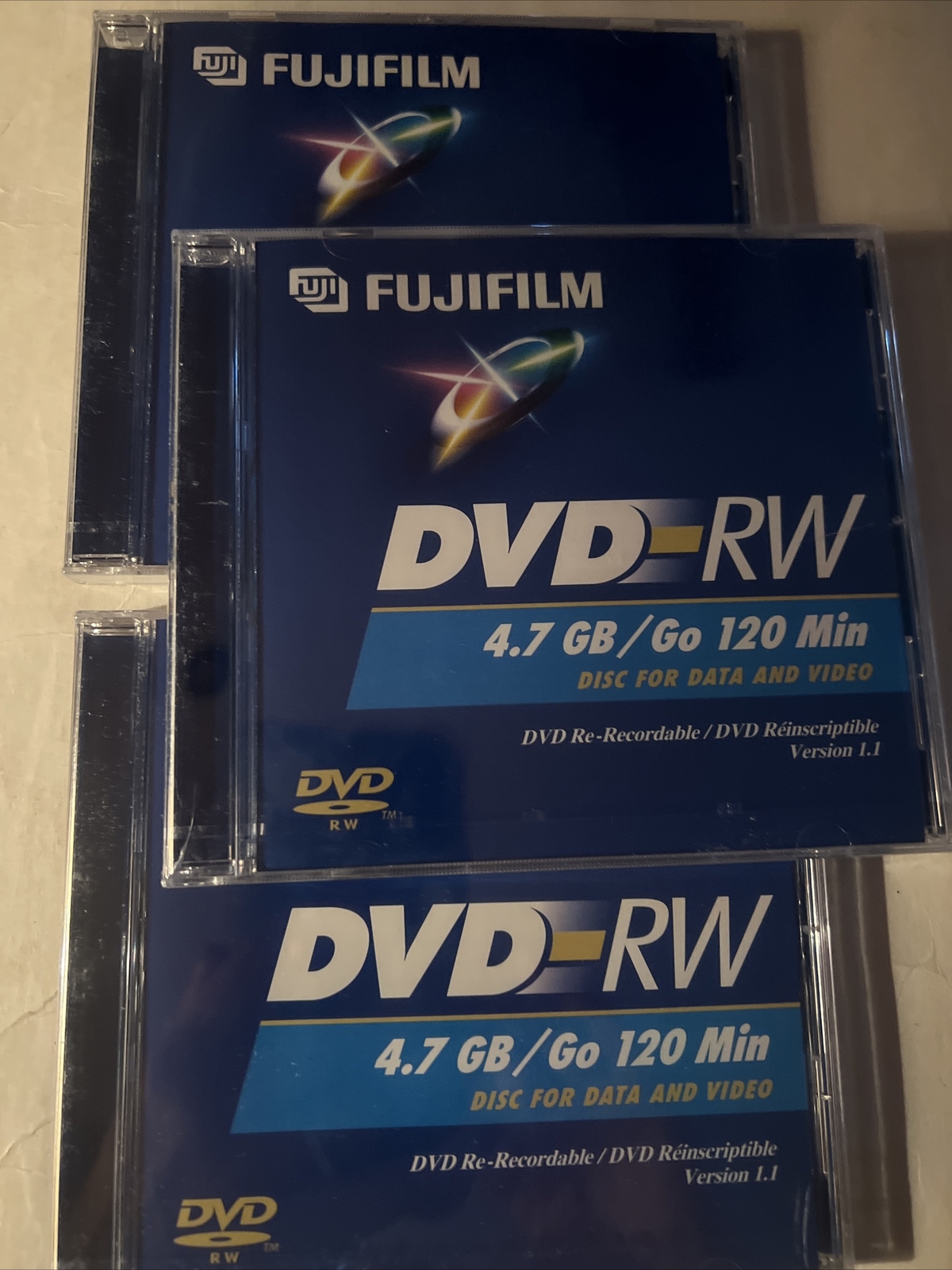 New (Lot Of 3)Fujifilm DVD-RW Rewritable 4.7 GB /120 Min.