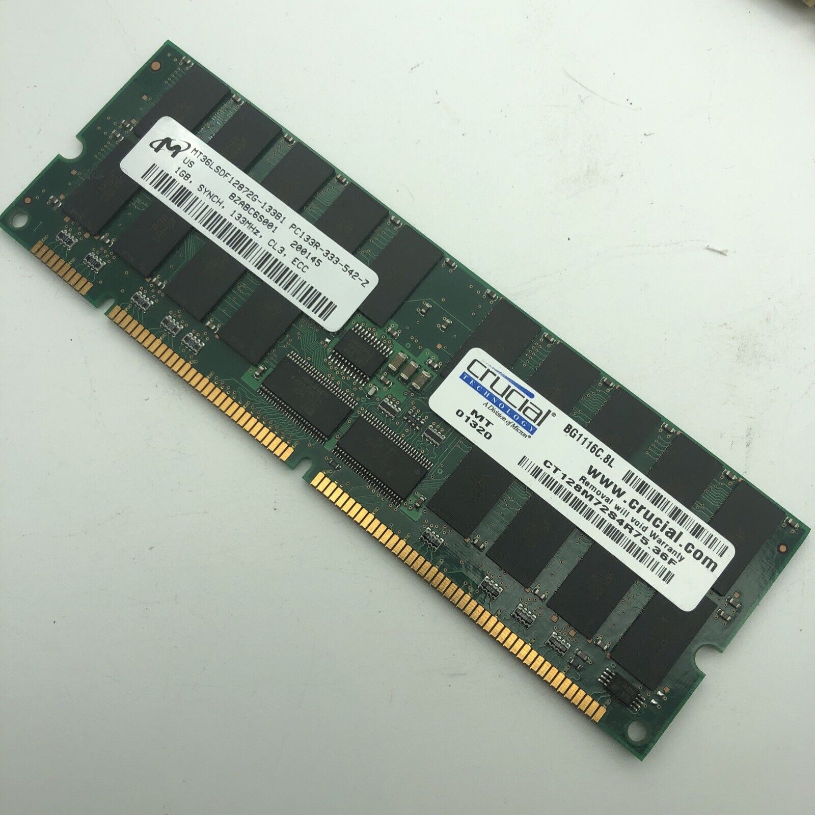 1GB PC-133 168-Pin ECC DIMM Reg Module ( 128x72 ) 1 GIG PC133 Server Memory