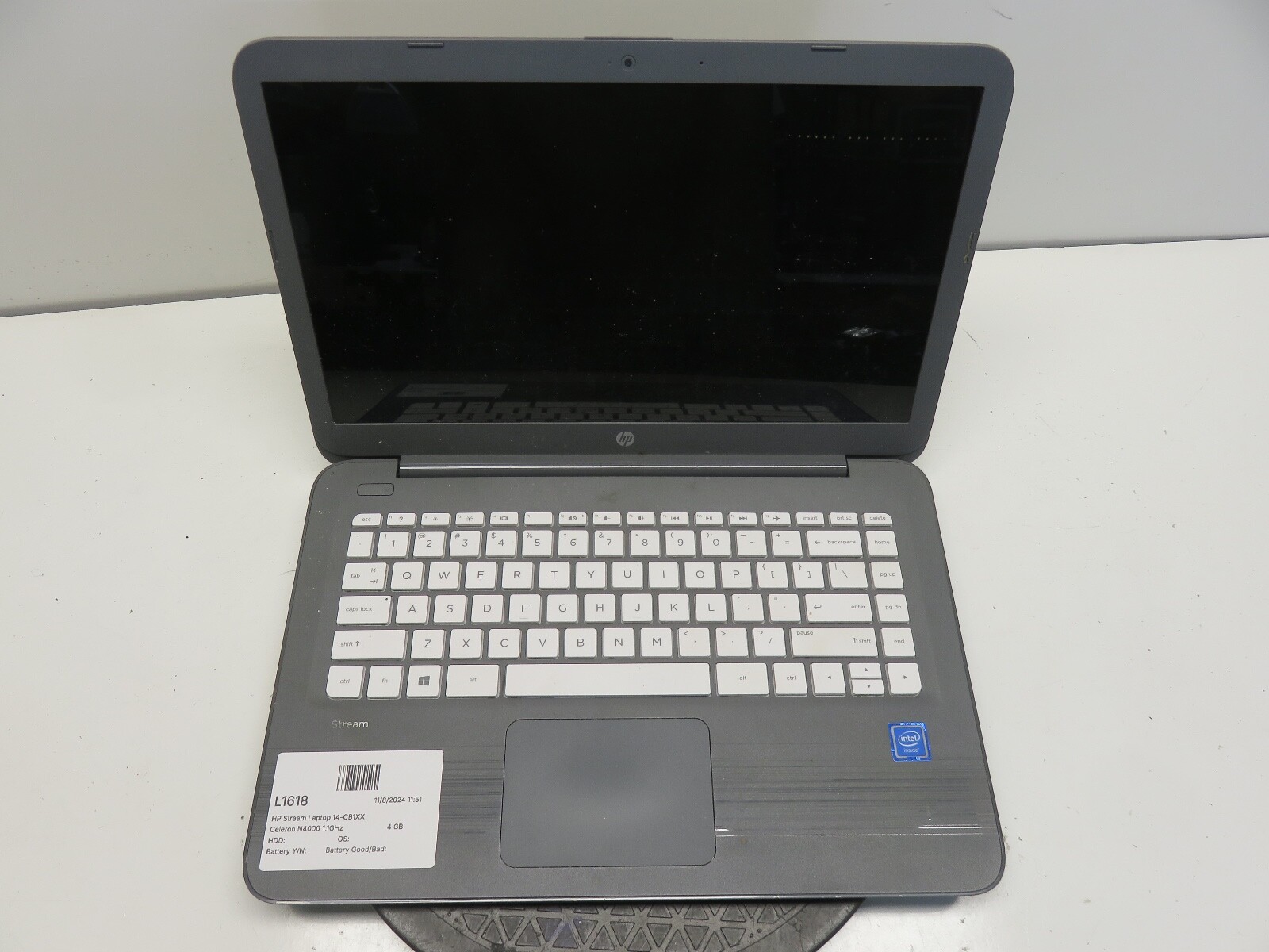 HP Stream Laptop 14-CB1XX Celeron N4000 1.1GHz 4 GB NO HDD No Batt