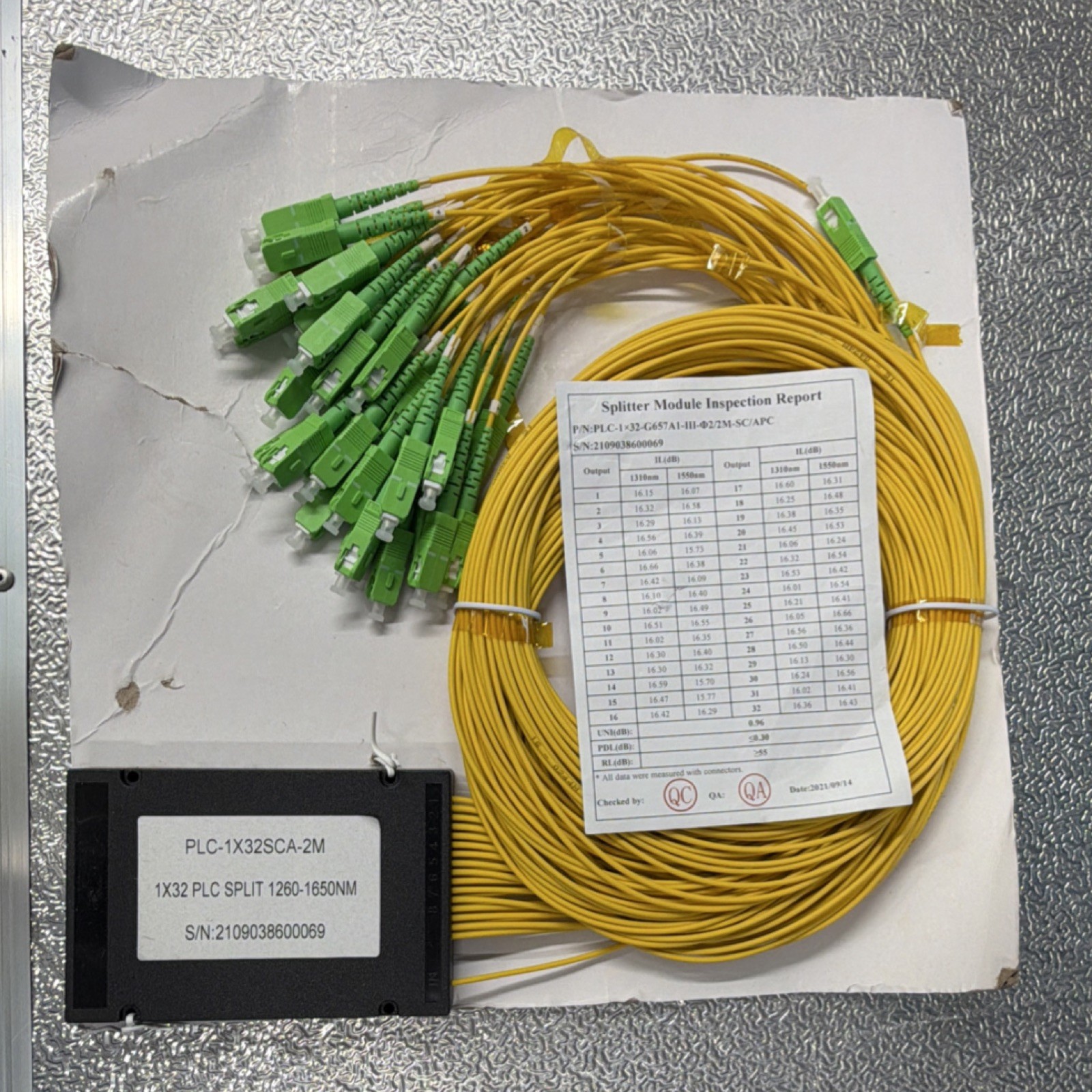 1x32 PLC Splitter SC/APC Single-Mode Optical Network Cable 2M