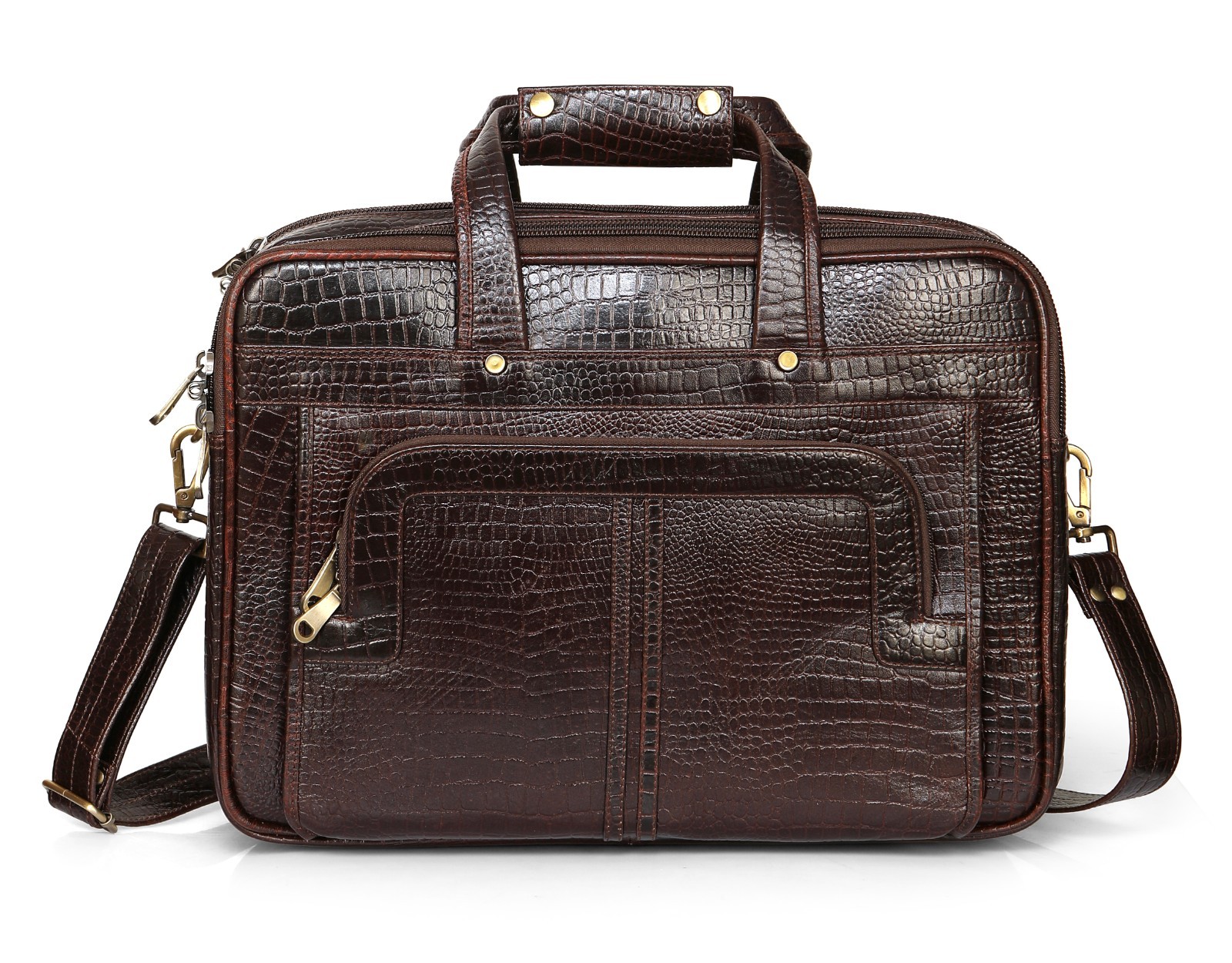 Genuine Leather Office Bag for Men Stylish Executive Crocodile print laptop bag