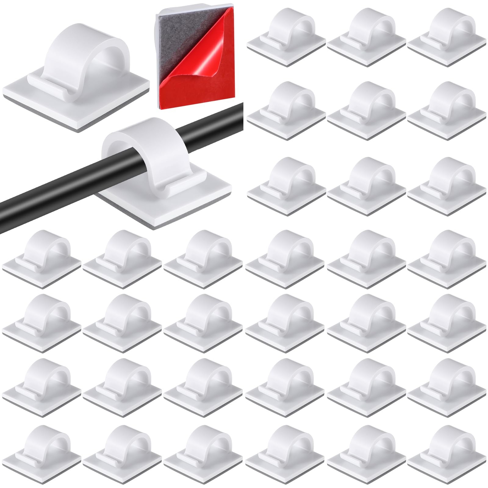 Cable Clips Self Adhesive Wire Organizer Holder White Large 120 Pieces