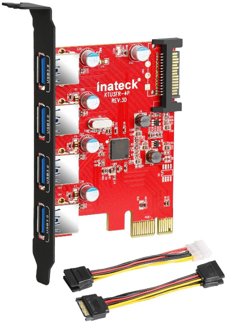 Inateck PCI-e to USB 3.0 (4 Ports) PCI Express Card and 15-Pin Power Connector