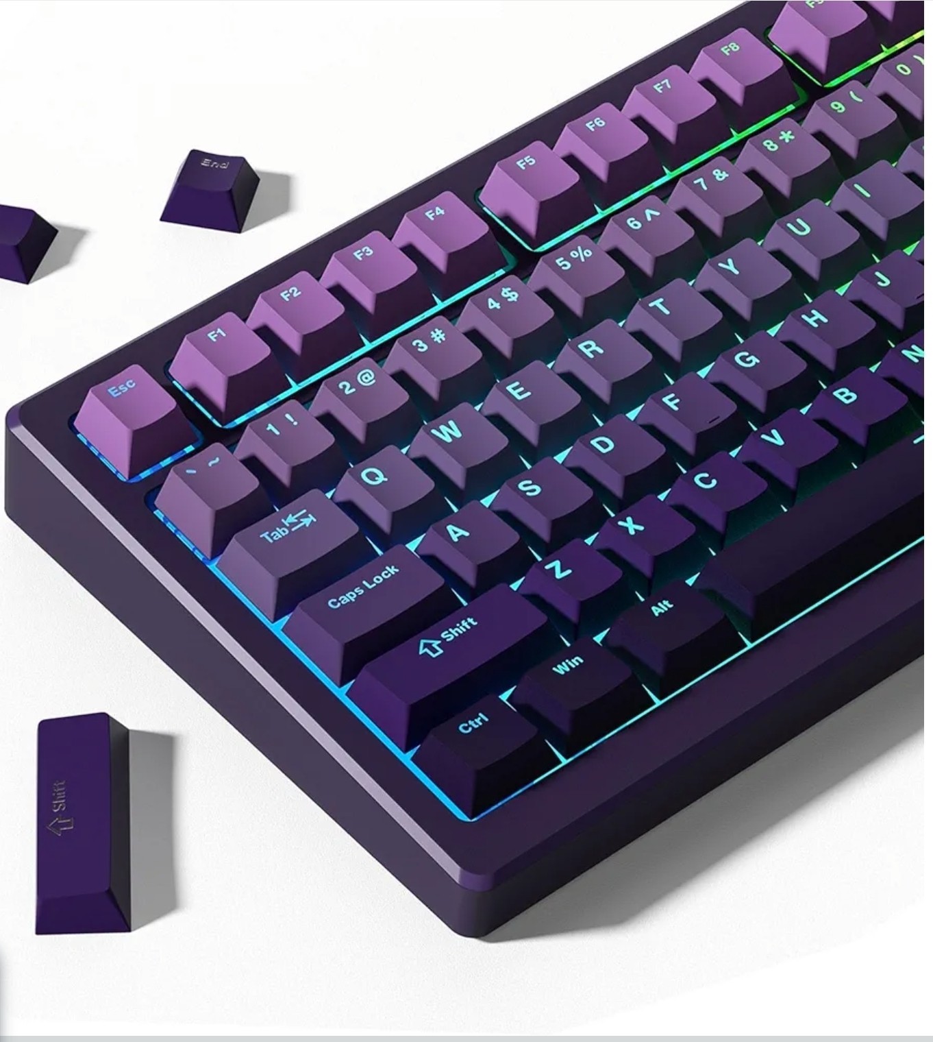 Womier Shine through PBT Keycaps 60 75 100 Percent Cherry Profile, Custom Key Ca