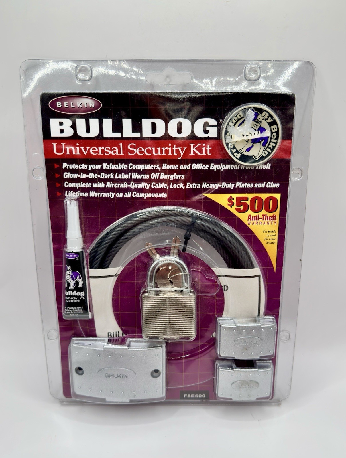 Belkin Bulldog Universal Security Kit Glow In The Dark Heavy Duty Lock Computer