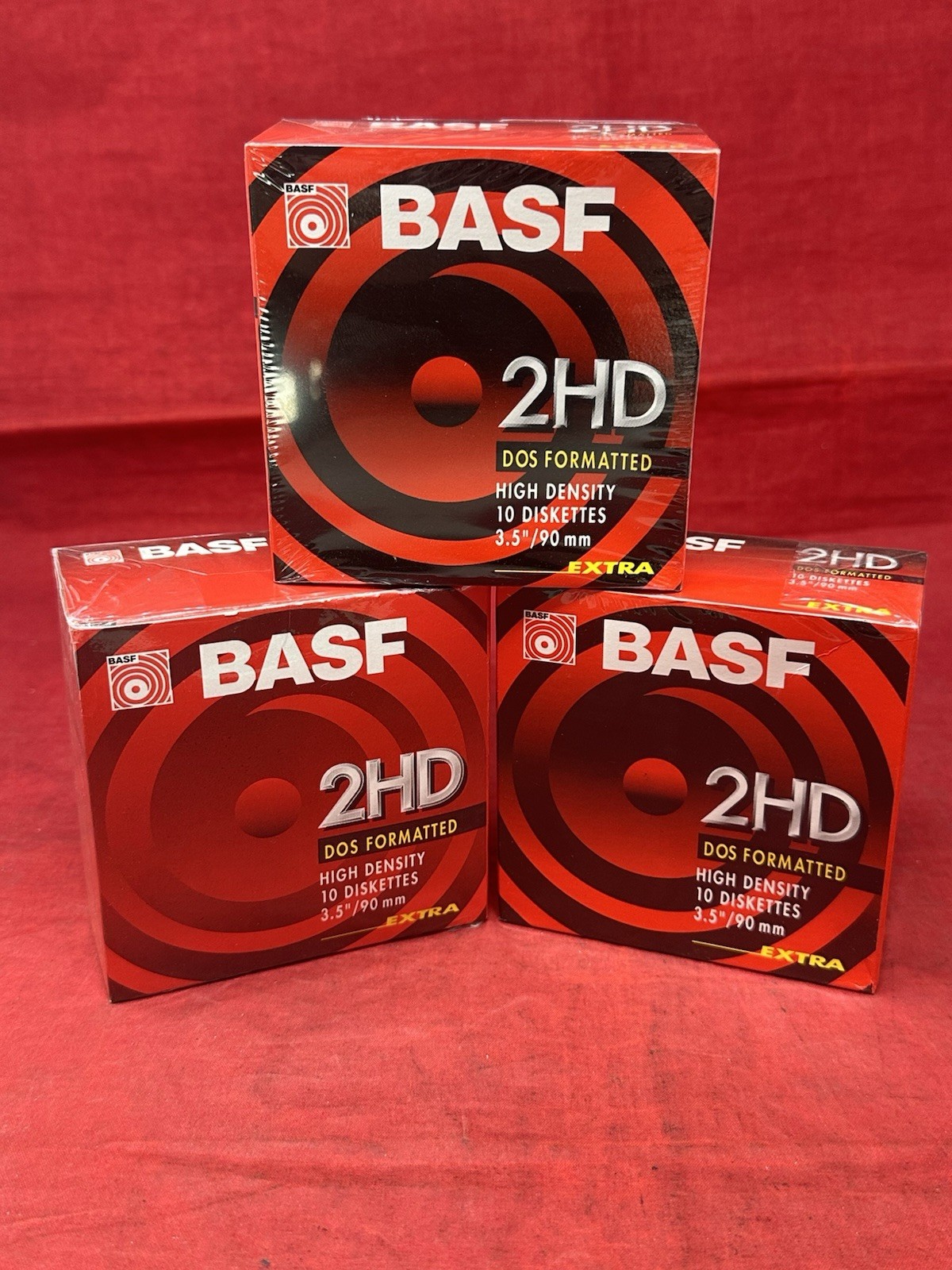 30 BASF 2DD 3.5" HD 1.44MB Floppy PC DOS 3 Disk 10 Packs Factory Sealed