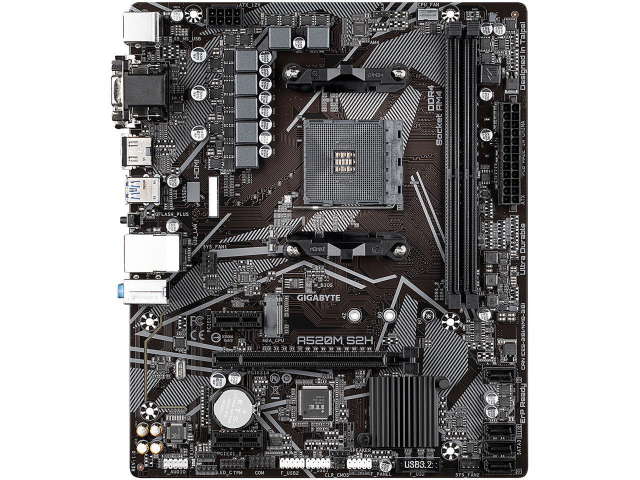 GIGABYTE A520M S2H mATX AM4 4+3 Phases Digital PWM, GIGABYTE Gaming GbE LAN, NVM