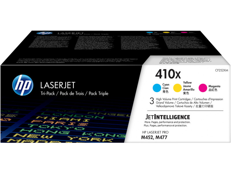 HP 410X High Yield 3-Pack Original LaserJet Toner Cartridge Set (CF411X, CF412X