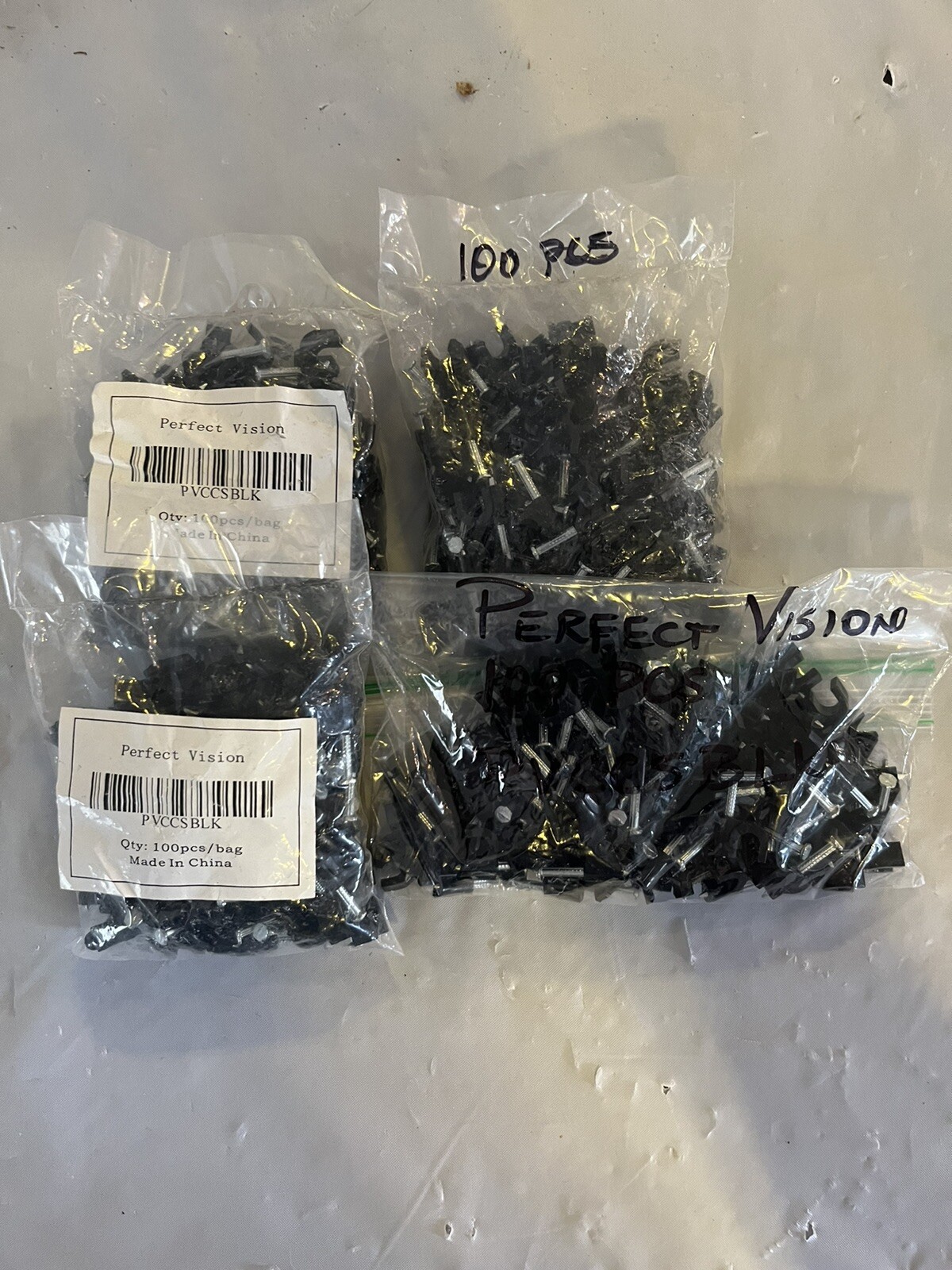Perfect Vision PVCCS BLK Nail Clips Black (100 PCs per back) Lot of 4 Bags