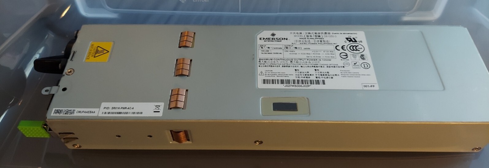 Used Working Juniper DS1050-3 1050W Power Supply PSU SRX1K-PWR-AC-A Emerson
