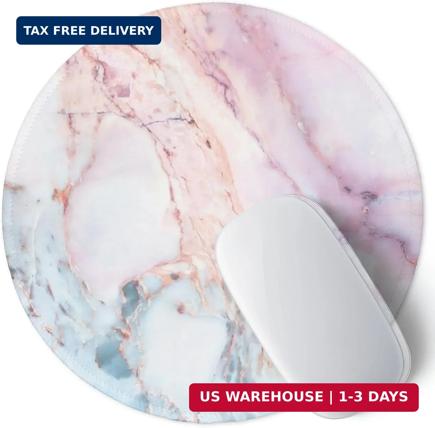 Marble Round Mouse Pad Pink Marble Customized Premium-Textured Washable Desktop