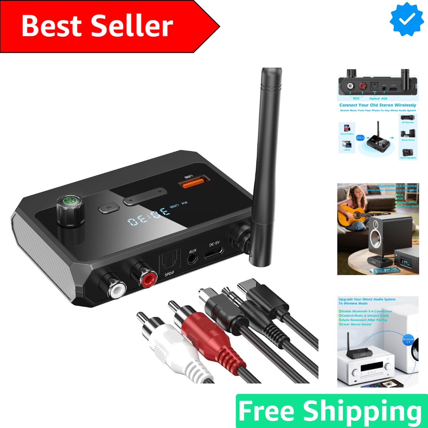Bluetooth 5.4 Receiver with Smart LCD: Enhance Your Home Audio System